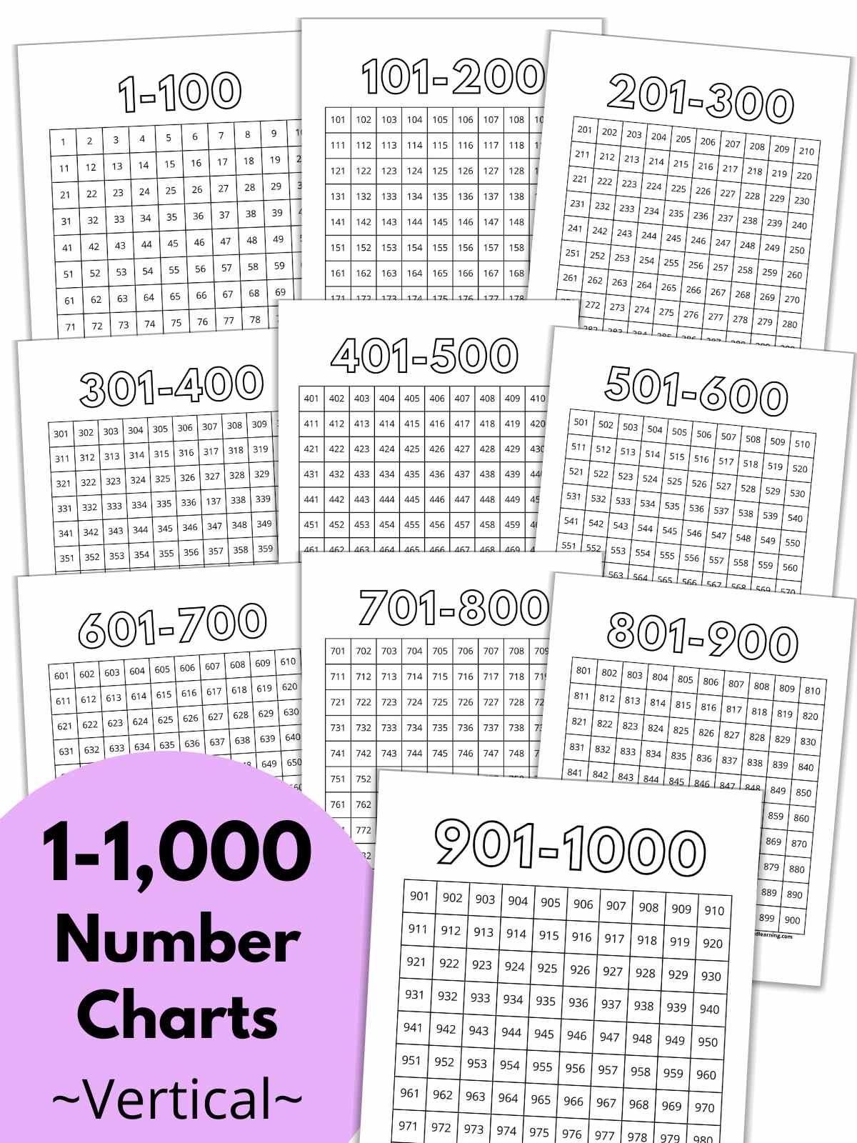 1-1000 Number Chart Printable
