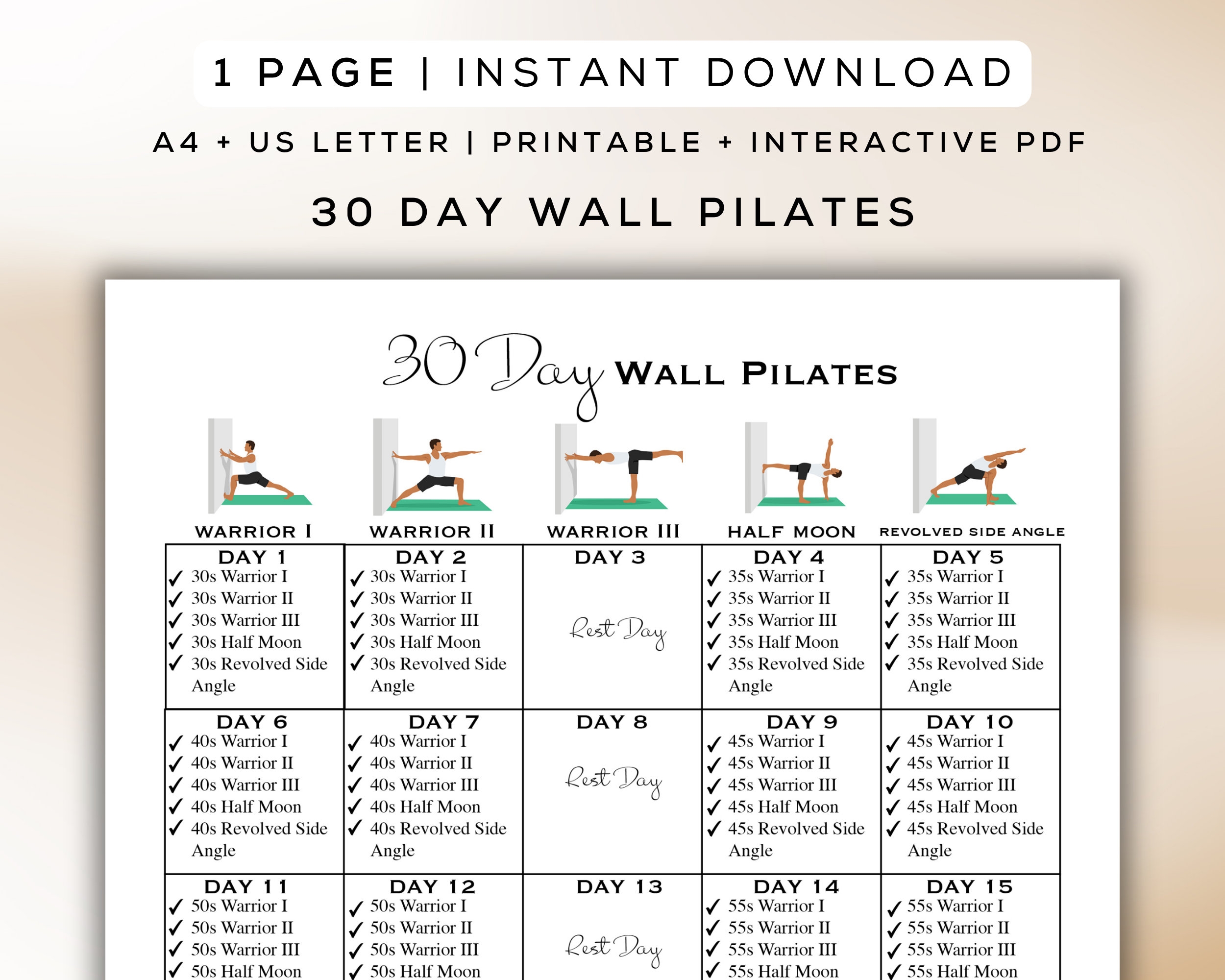 Wall Pilates Chart Free Printable