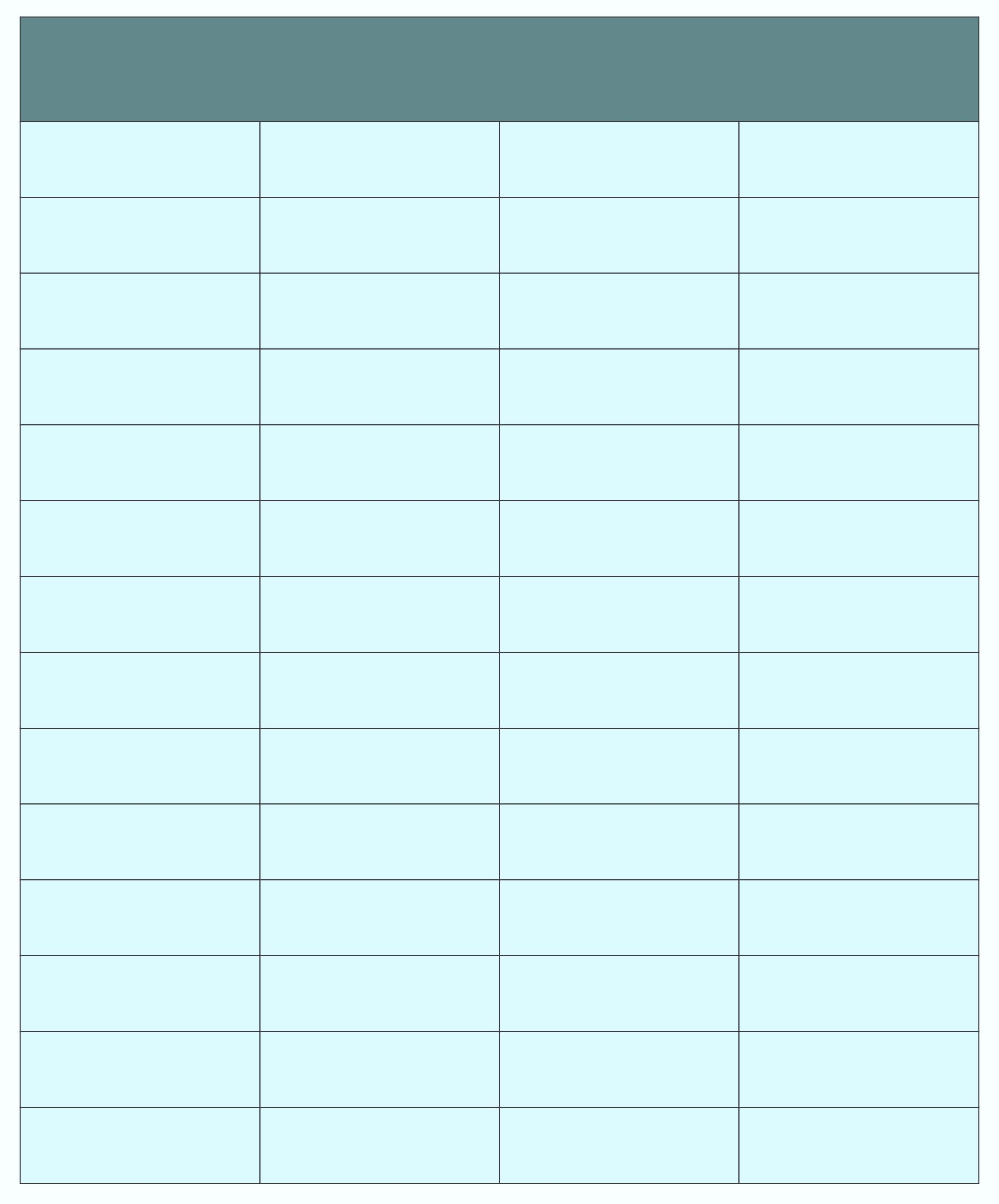 Printable 4 Column Chart Template
