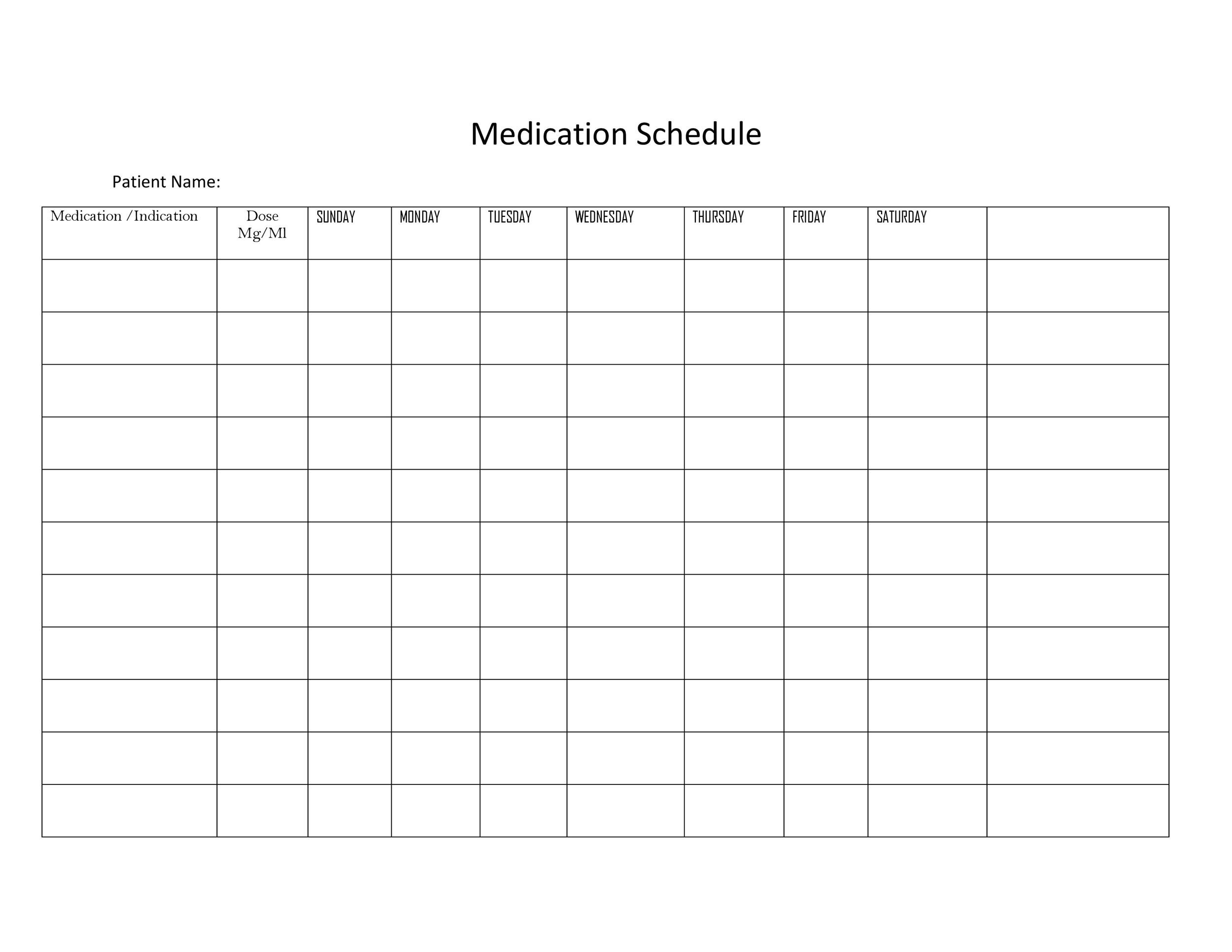 Printable Medication Chart