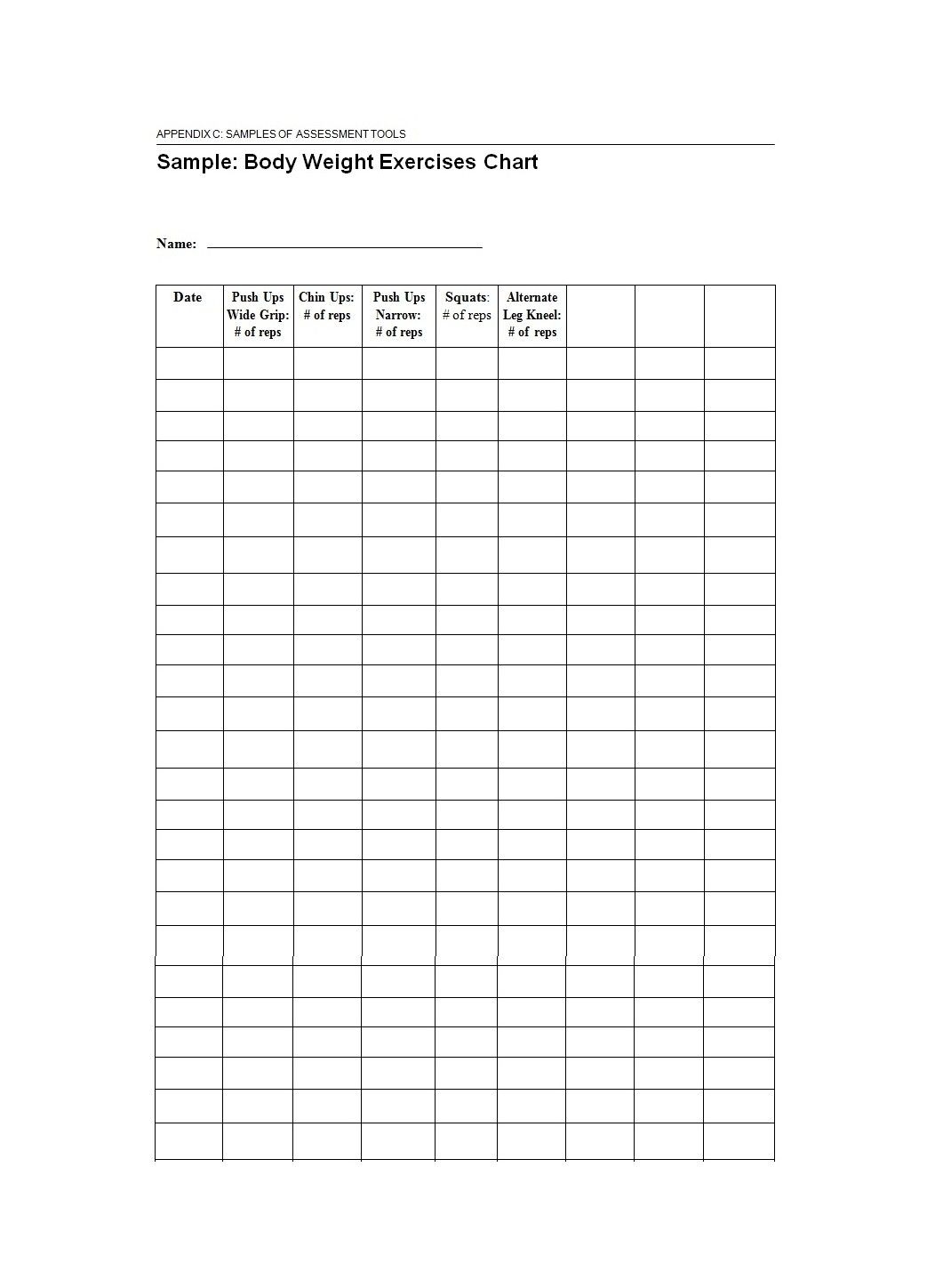 46 Printable Exercise Charts 100 Free TemplateLab Worksheets Library