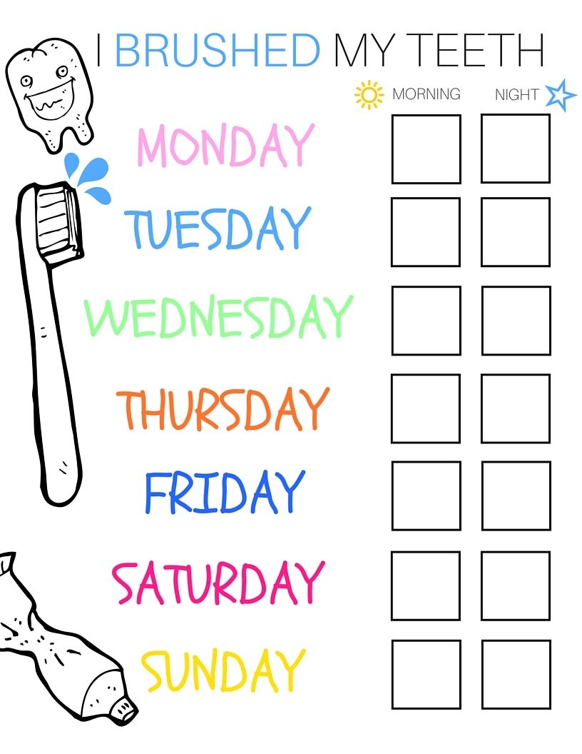 Teeth Brushing Chart Free Printable Teeth Brushing Chart Free Printable