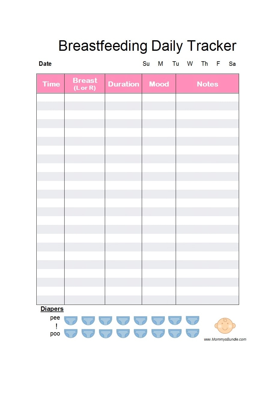 Feeding Chart For Infants Printable