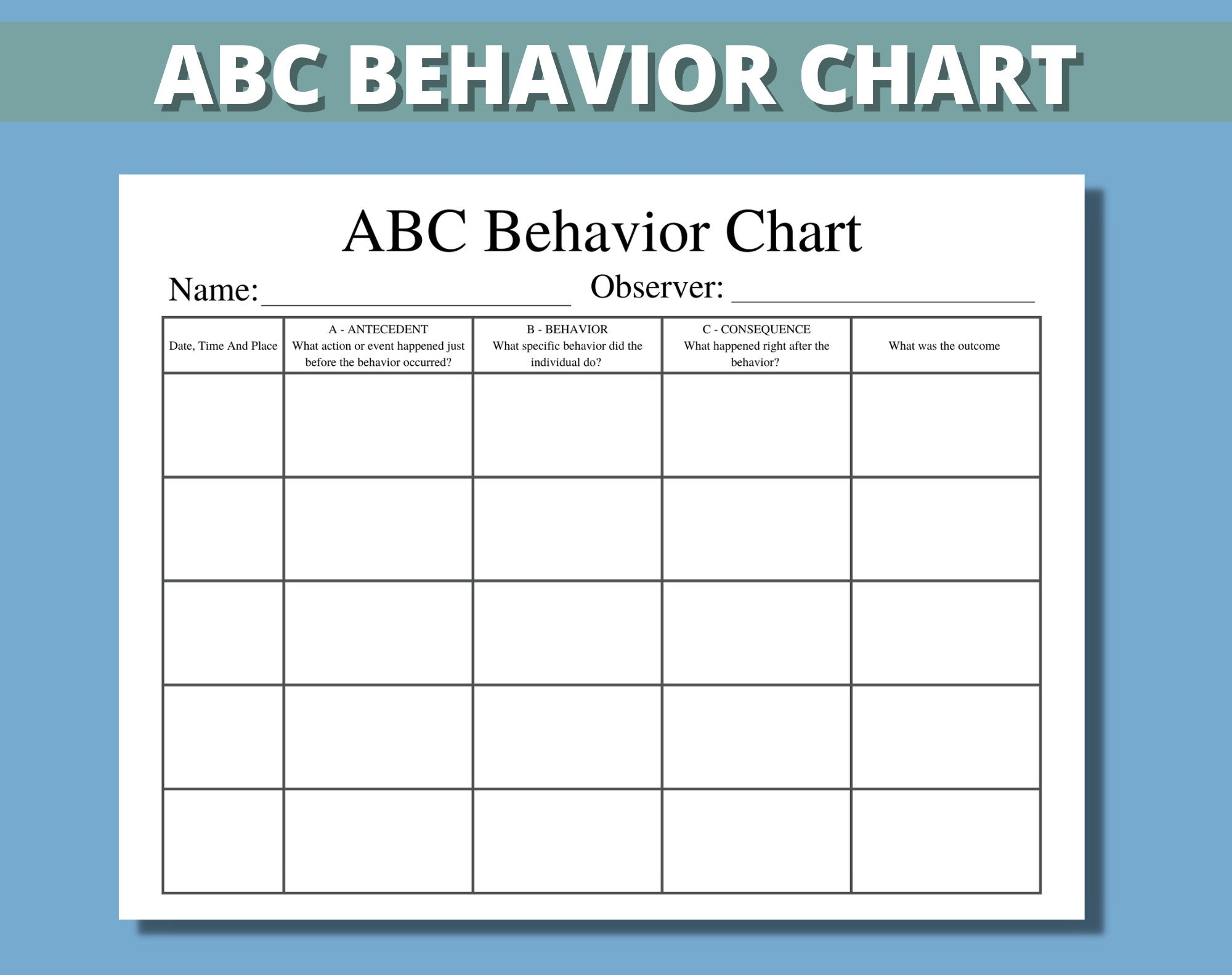 ABC Behavior Chart Printable For Kids Parents Classroom ABC Behavior Consequence Analysis Antecedent Behavior Consequence Chart ABC Behavior Chart Printable For Kids Parents Classroom ABC Behavior Consequence Analysis Antecedent Behavior Consequence Chart