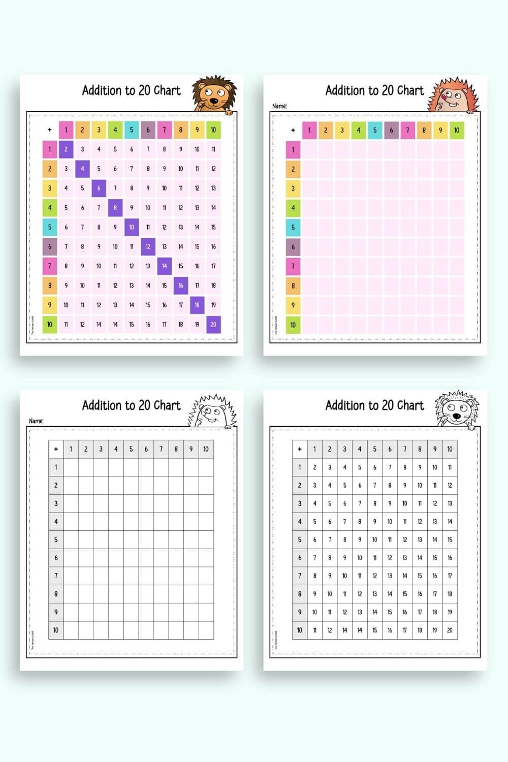 Addition Chart Printable 1 20 The Artisan Life