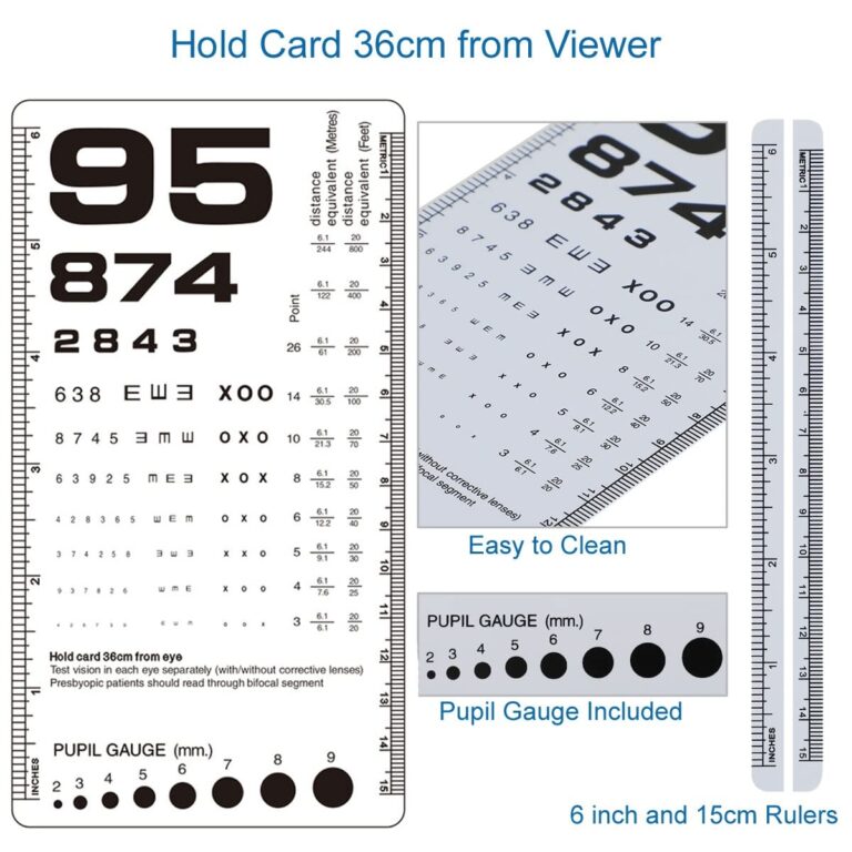 Amazon Snellen And Rosenbaum Pocket Eye Chart For Eye Exams Double Sided Plastic Eye Chart With Color Bars For Color Eye Vision Test 6 5x3 5 Inches 6 Feet Test Distance Industrial U0026 Scientific