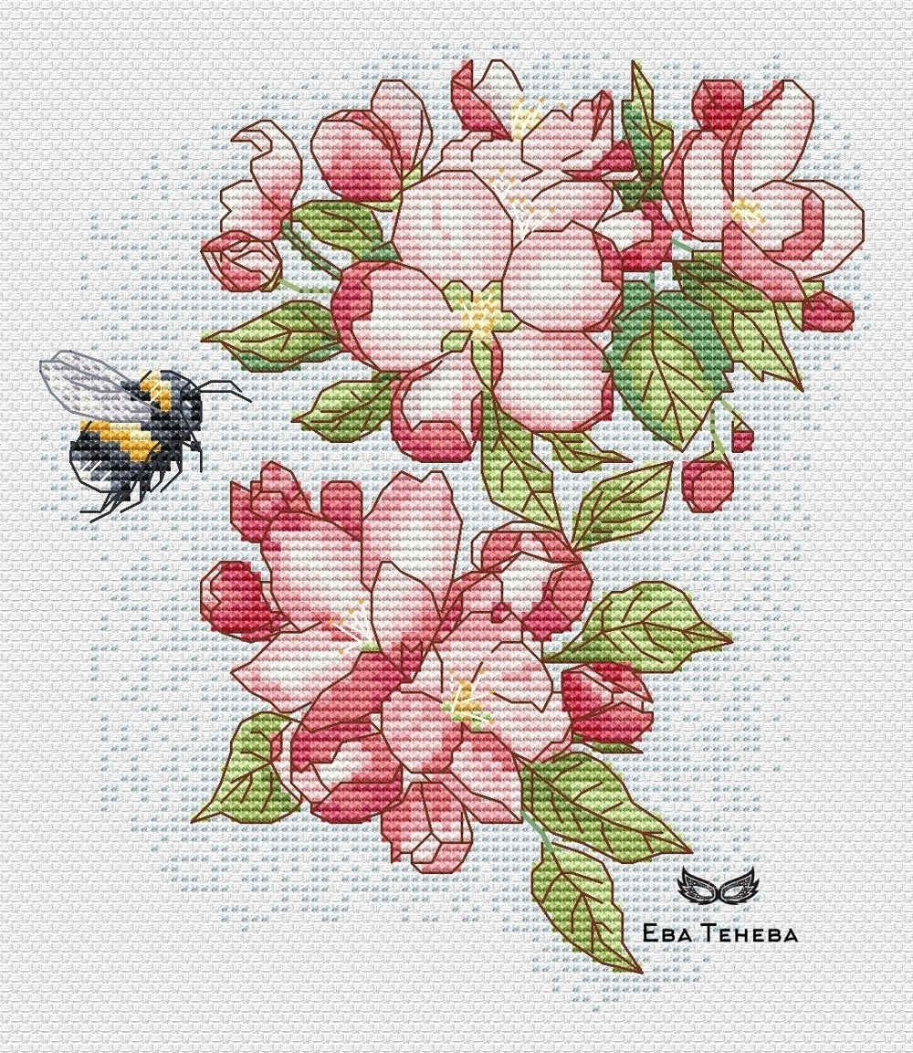 Apple Season Blossom Cross Stitch Pattern