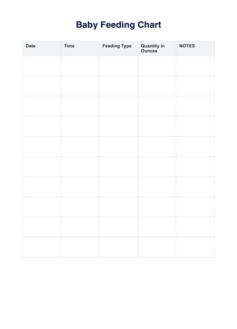 Baby Feeding Chart U0026 Example Free PDF Download