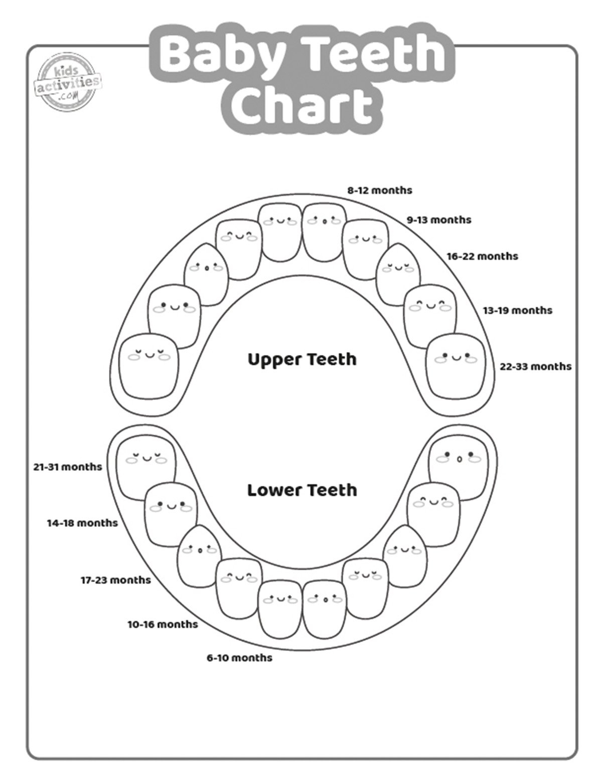 Printable Tooth Chart