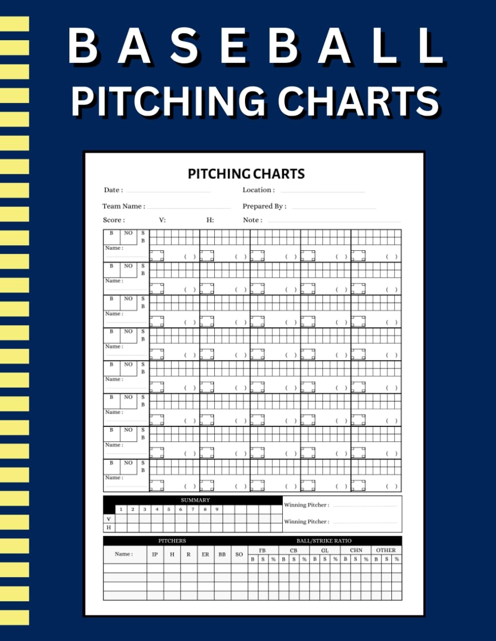 Baseball Pitching Charts Record Book Pitching Performance Tracker Tess Medy Pitching Amazon Books