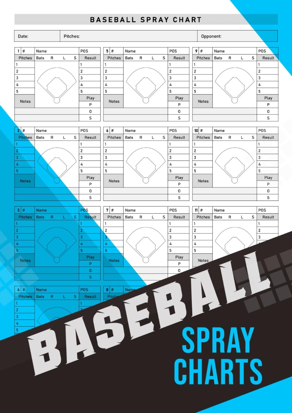 Baseball Spray Charts For Charting Where Batters Hit During Each At Bat 100 Sheets Editions Mekkibasespraycha Amazon Books