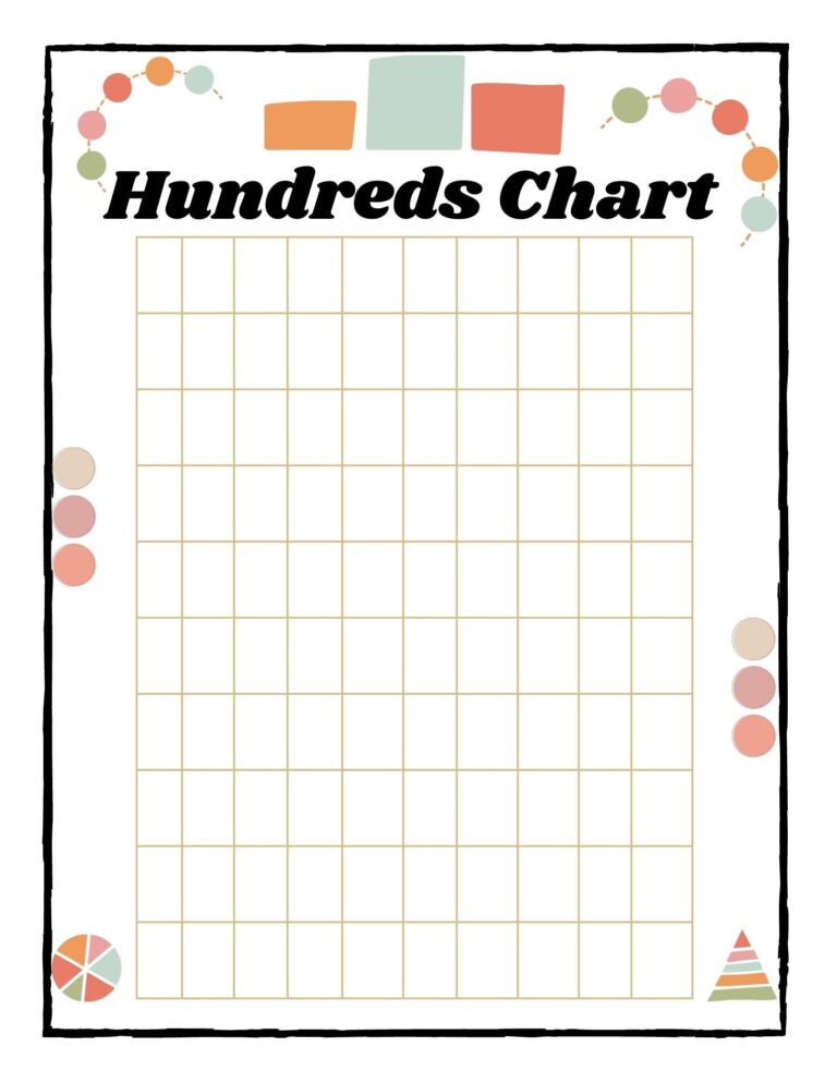 Blank Hundreds Chart Math Digital Printable 