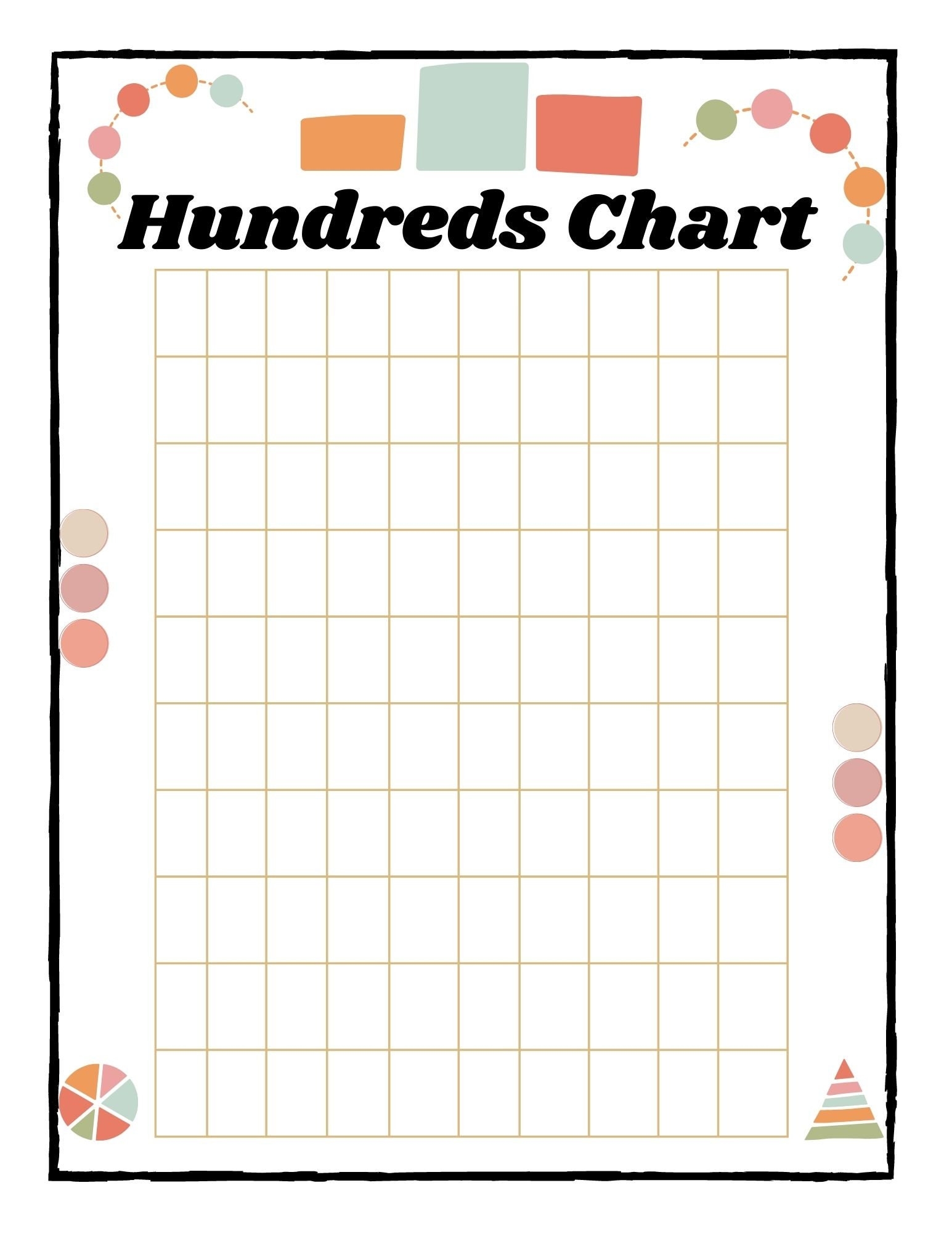 Blank Hundreds Chart Math Digital Printable 