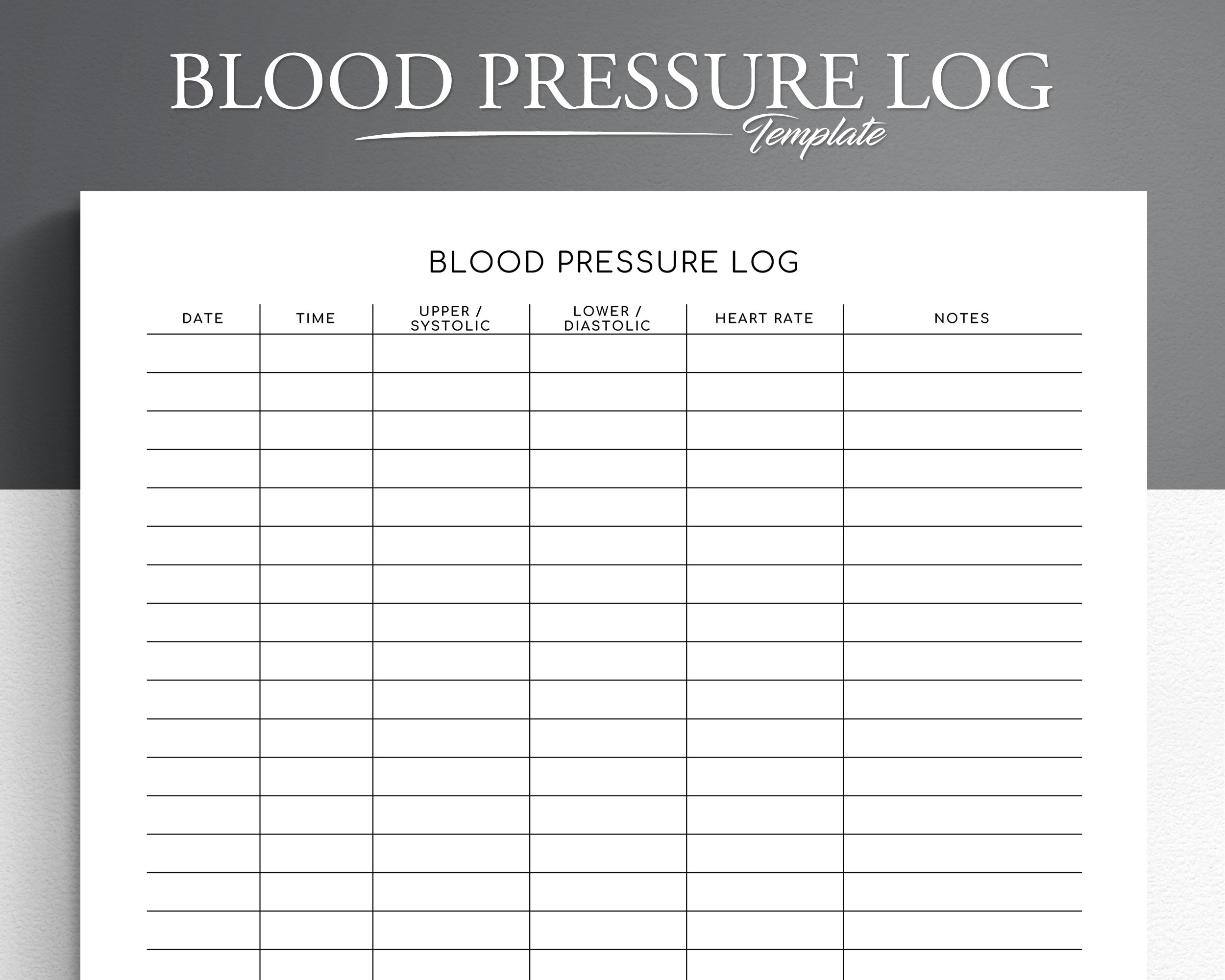 Blood Pressure Store Log Sheet