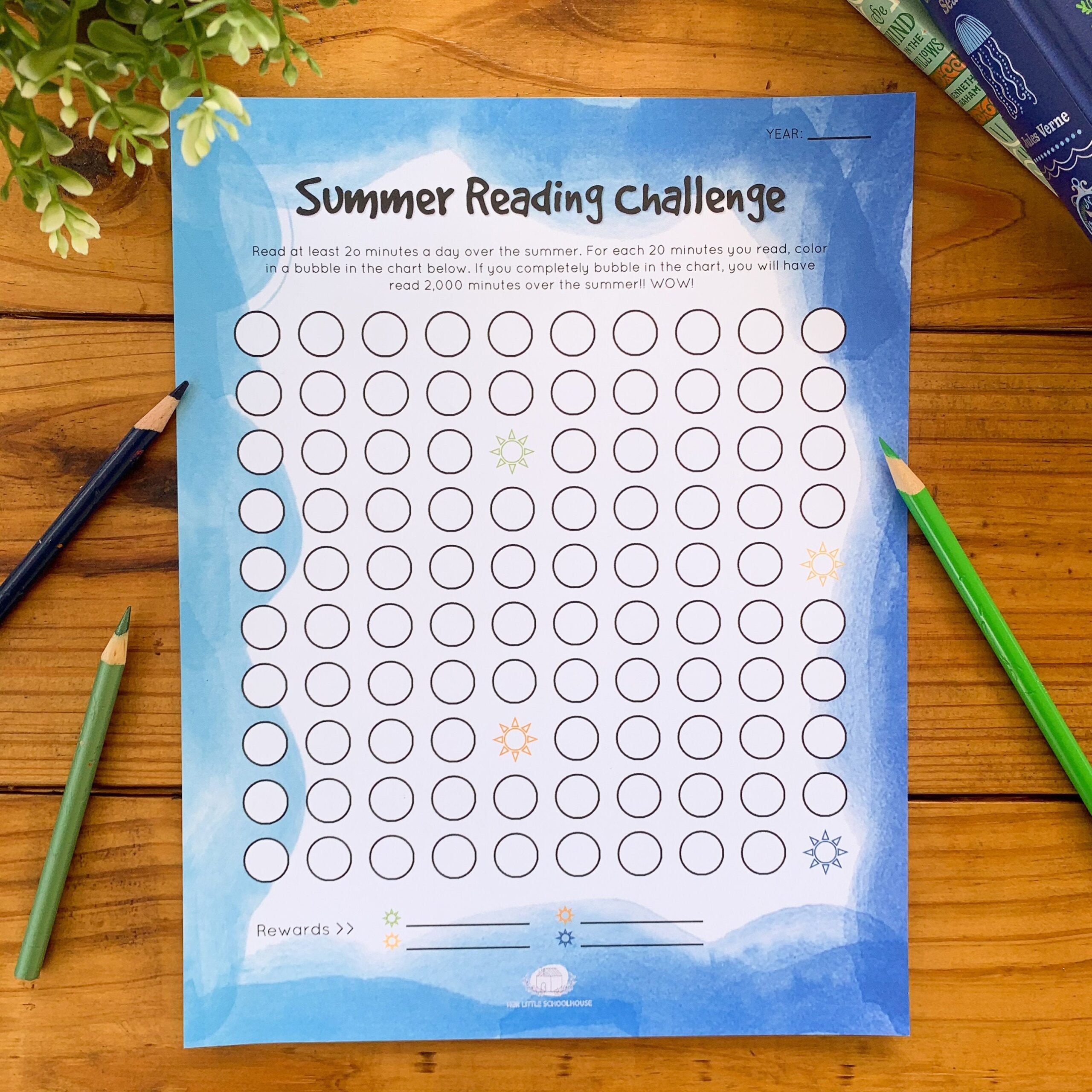 Blue Summer Reading Challenge Chart Instant Download Printable
