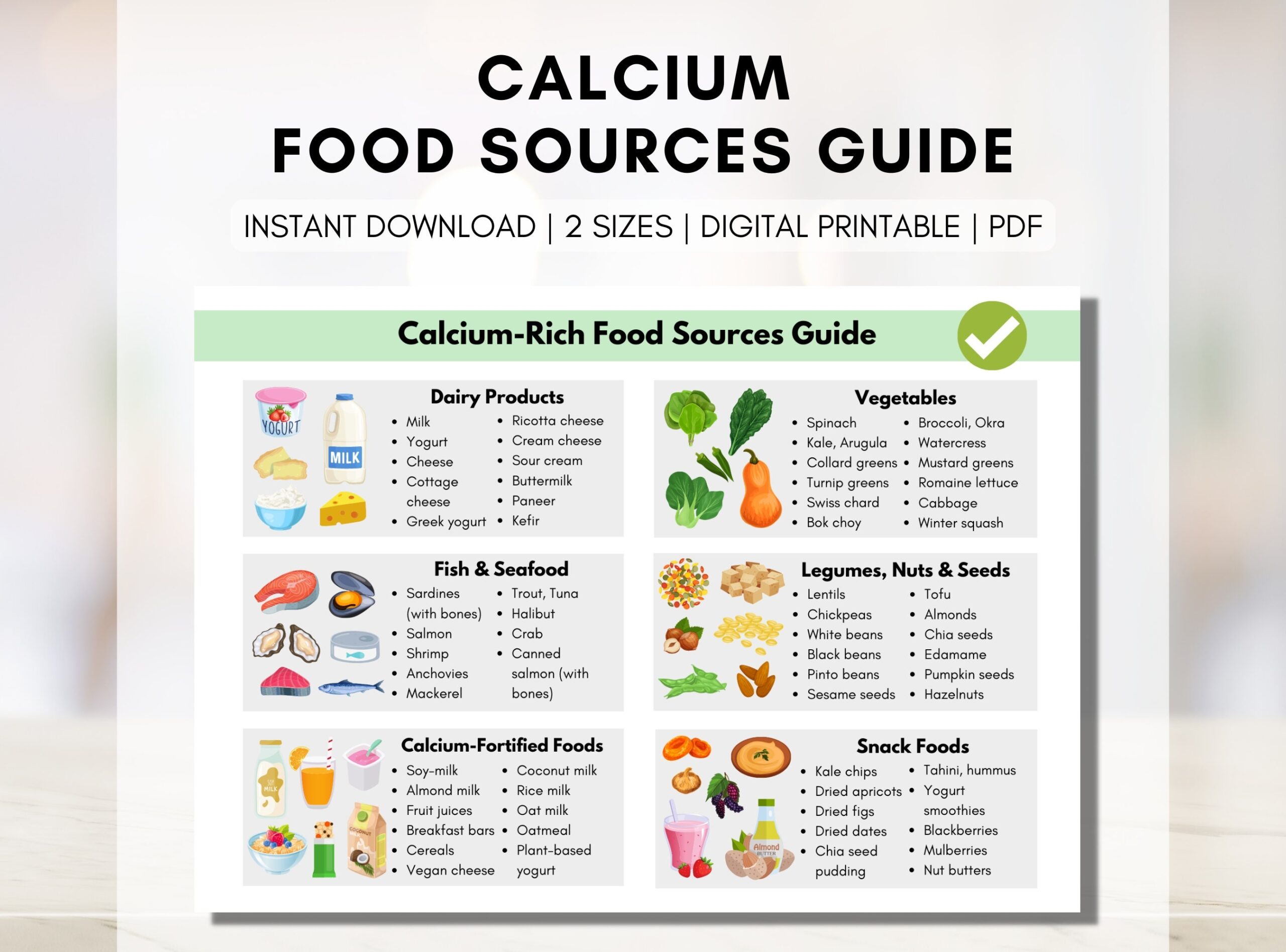 Calcium Food Guide Calcium Food Sources Grocery List For Calcium Patient Education Tips Nutrition Cheat Sheet digital Printable Etsy