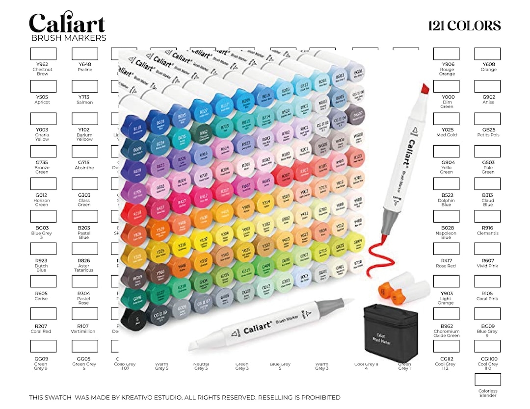 Caliart Brush Markers 121 Color Etsy
