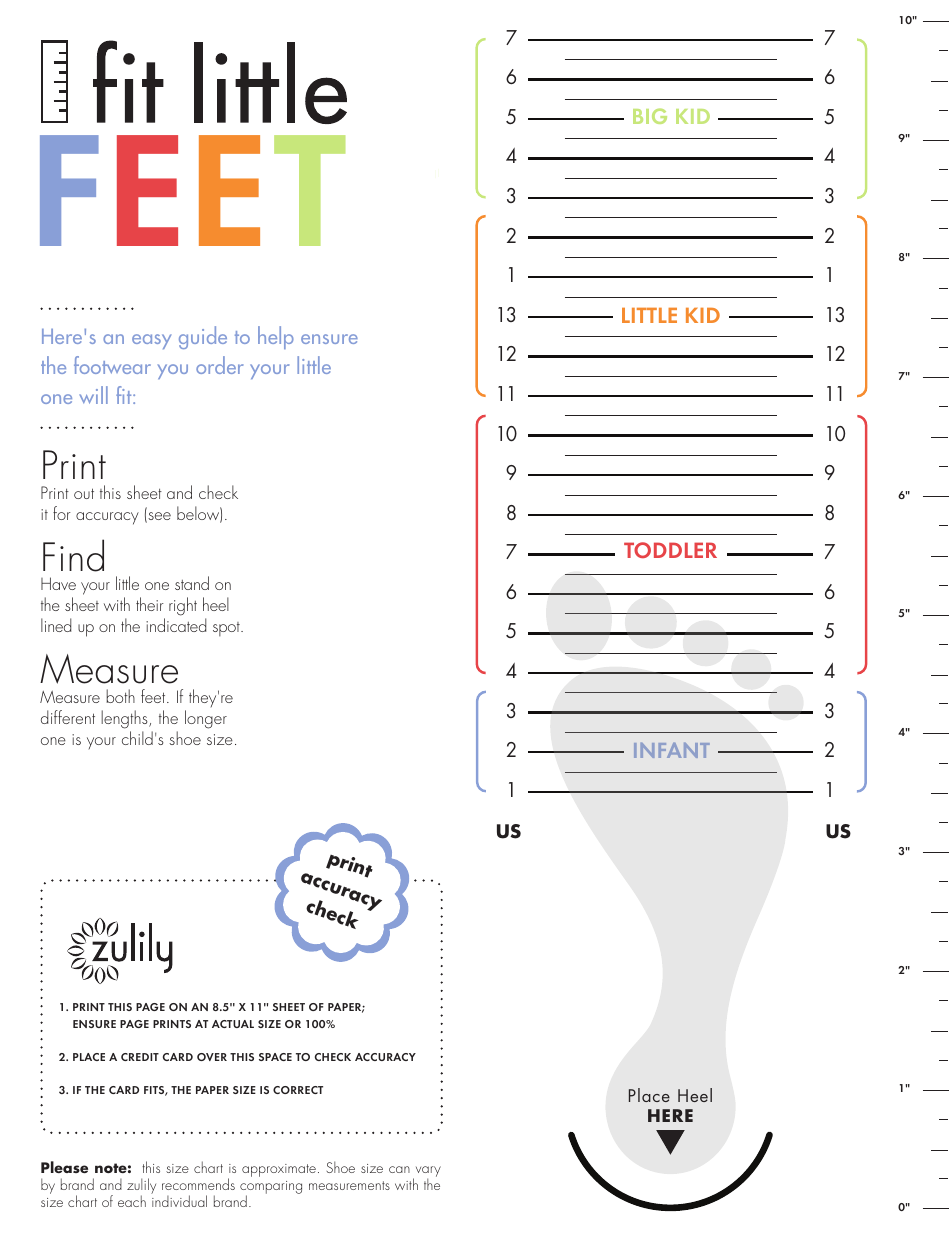 Children s Shoe Size Measurement Chart Outlet