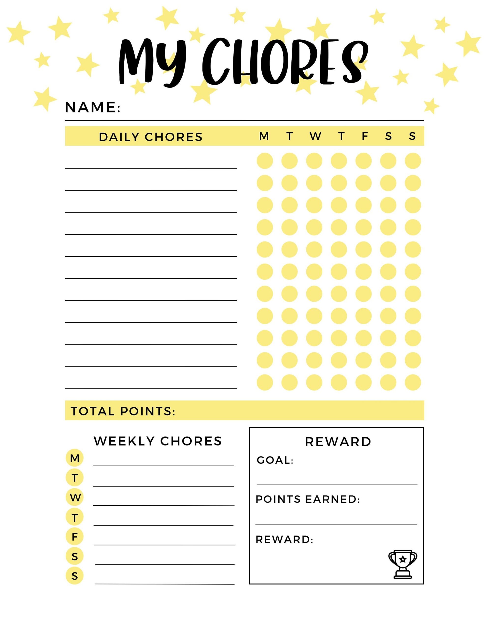 Chore Charts For Kids Chore Chart Printable Reward Chart 