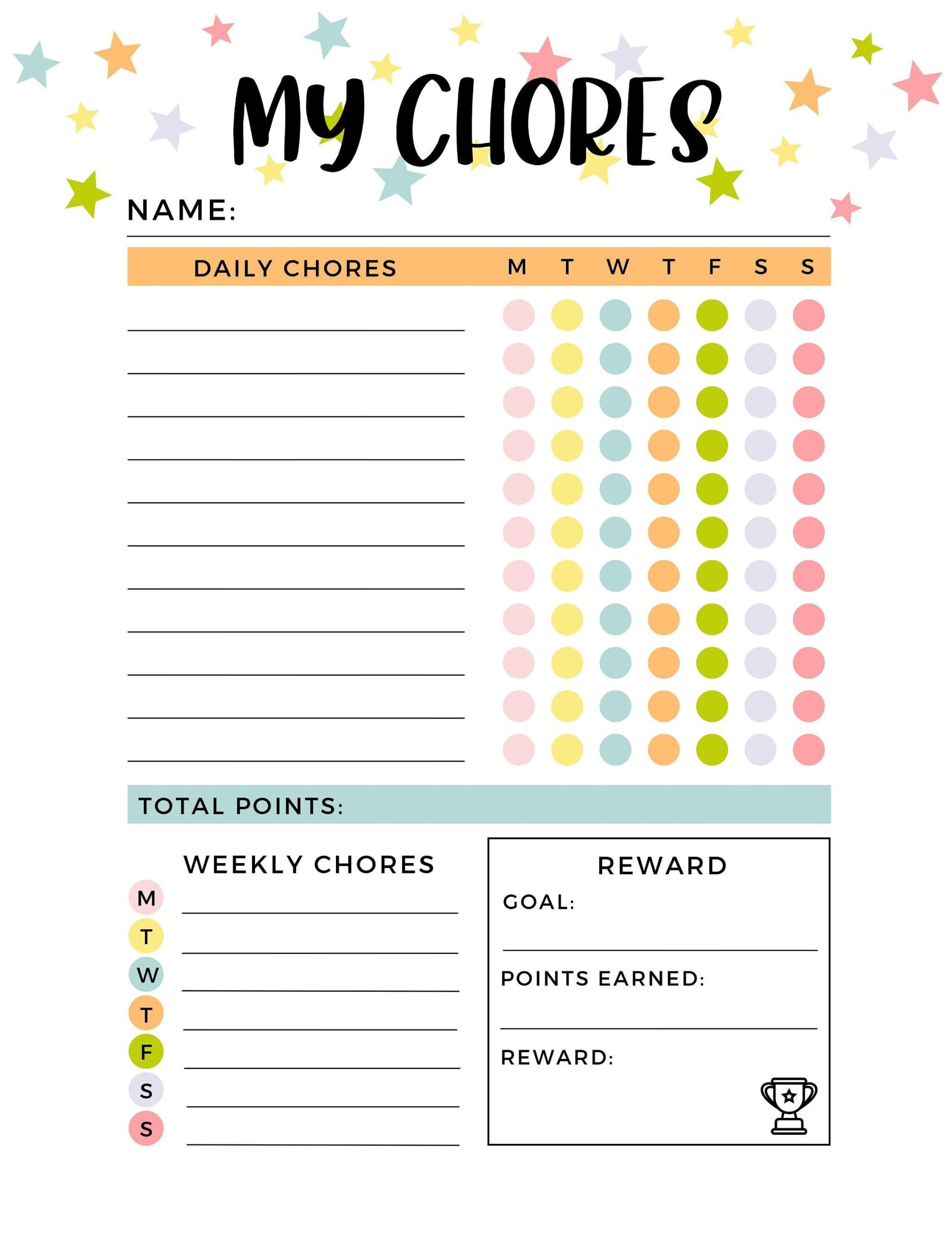 Chore Charts For Kids Chore Chart Printable Reward Chart Printable Reward Chart For Kids Kids Chore Chart Printable Chore Chart Etsy UK