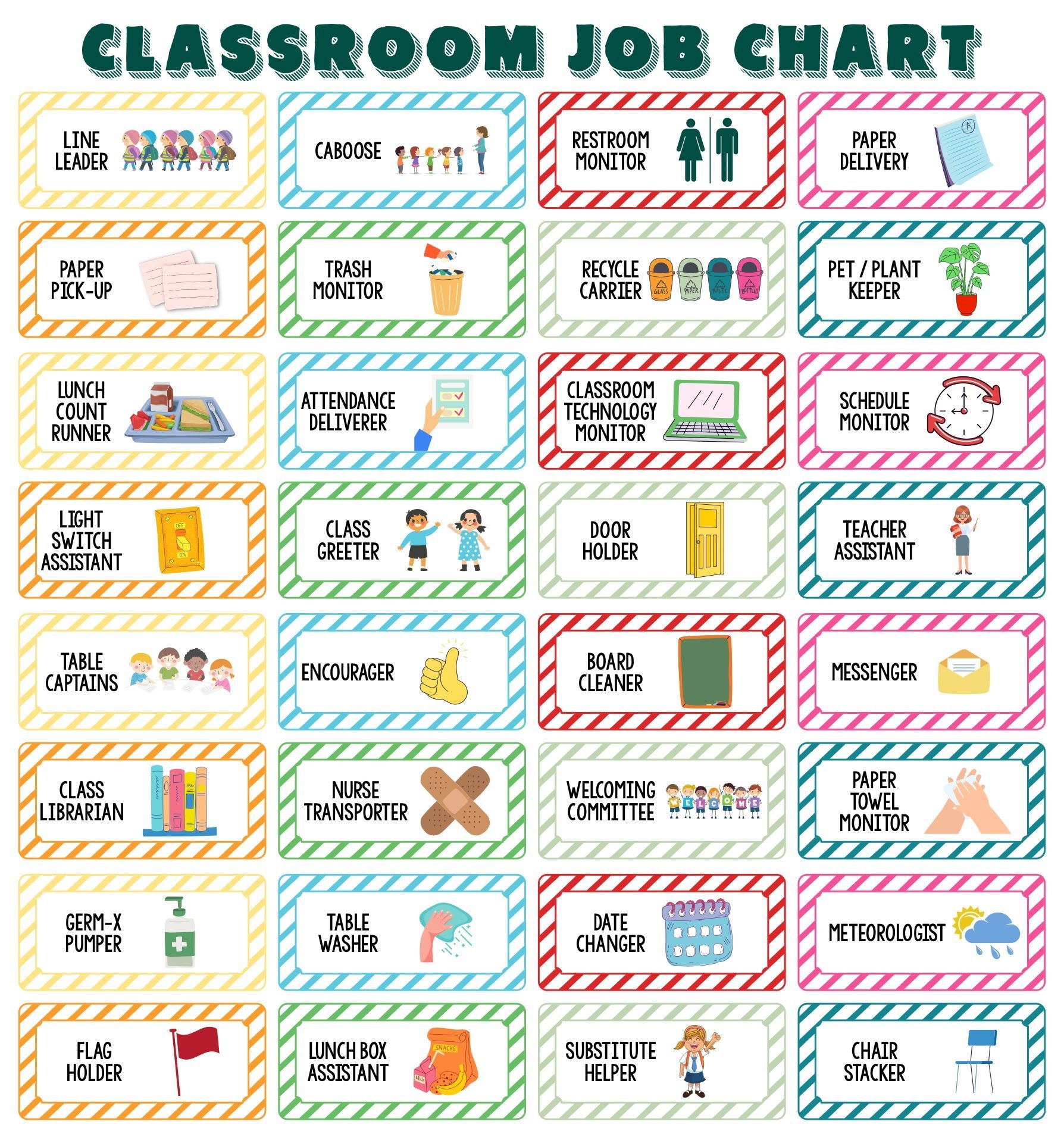 Classroom Job Chart Printable Pdf