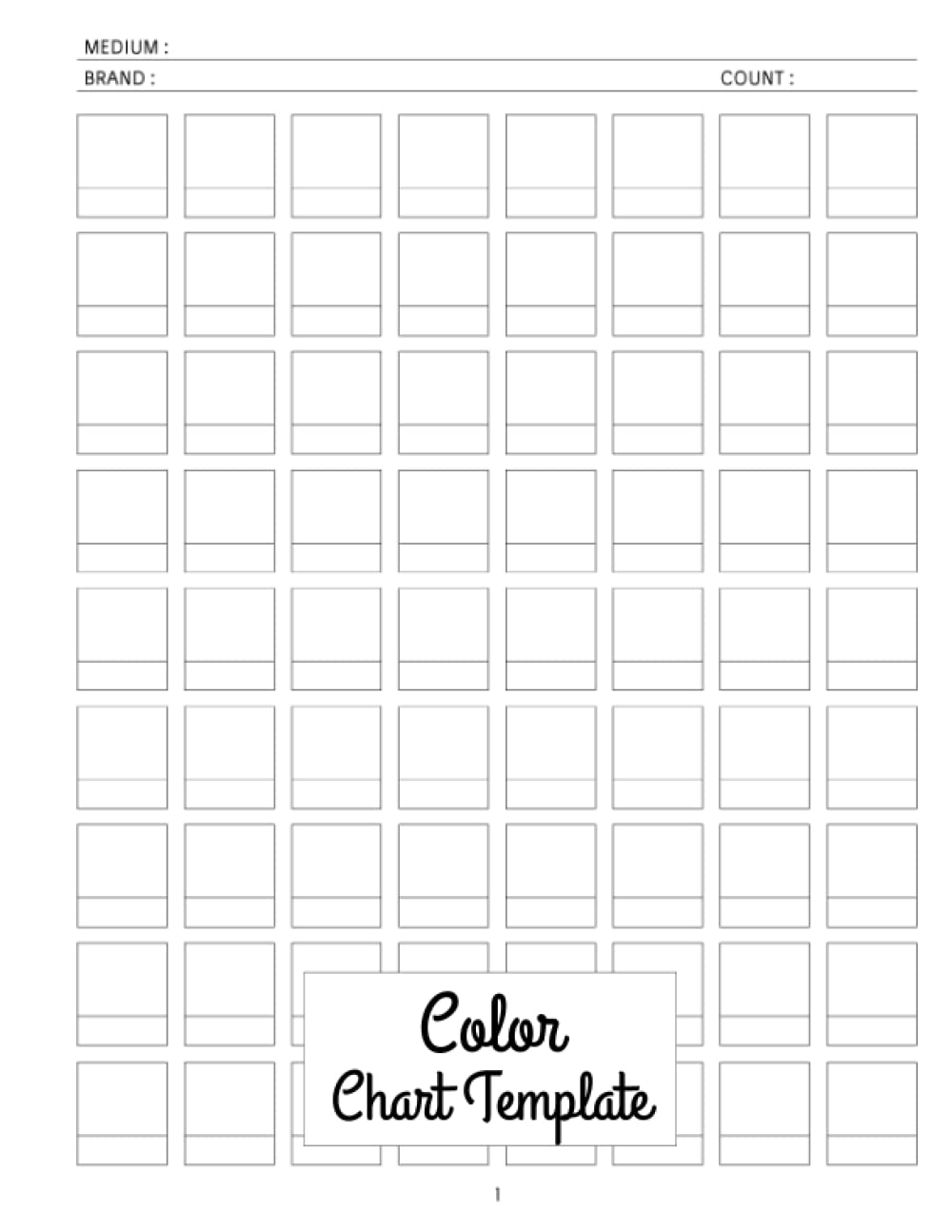 Color Chart Template 72 Swatches Per Page For Record 3600 Different Colors With Page Numbers And Table Of Contents Sharker Tabina 9798414803225 