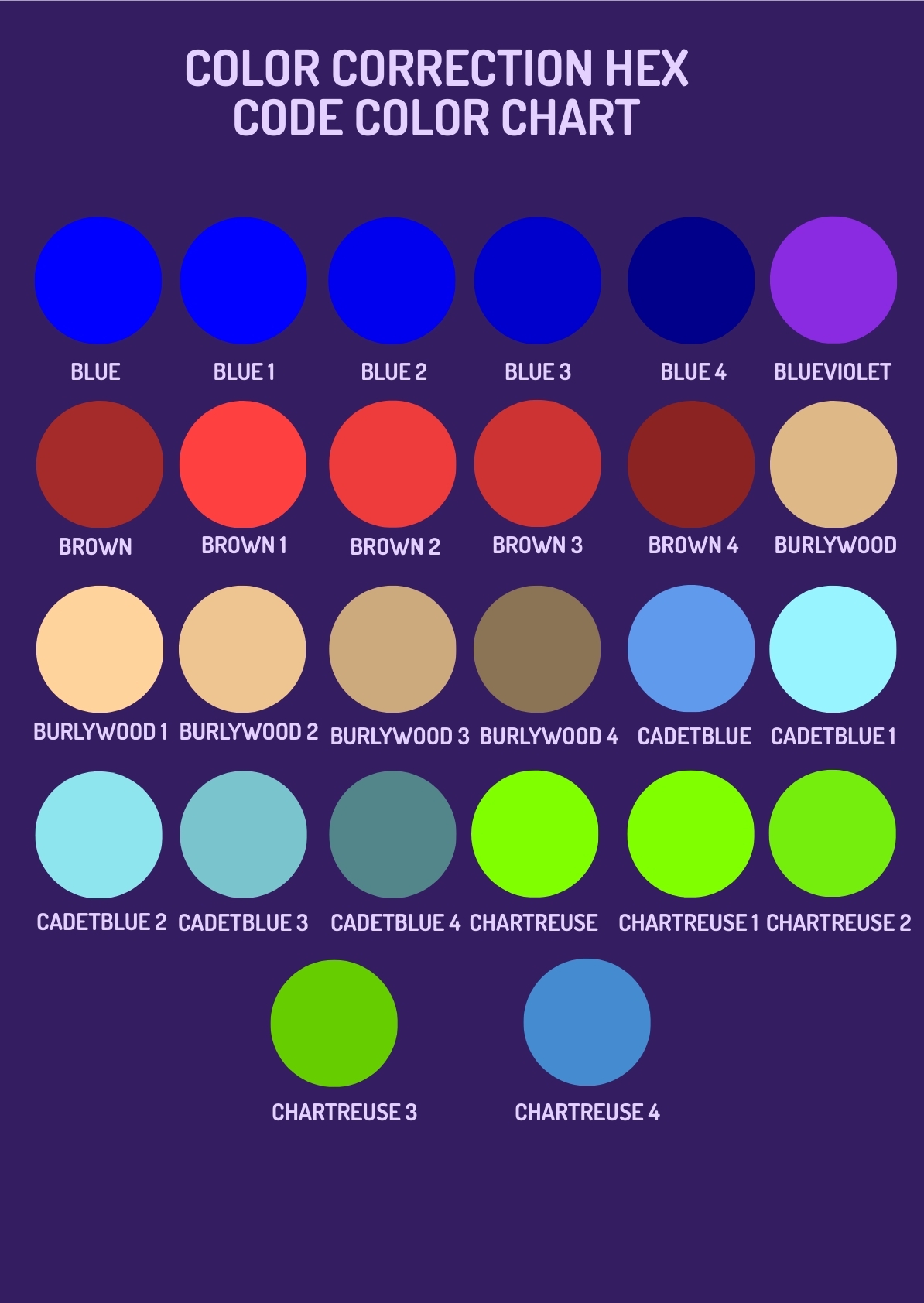 Color Correction HEX Code Color Chart In PDF Illustrator Download Template