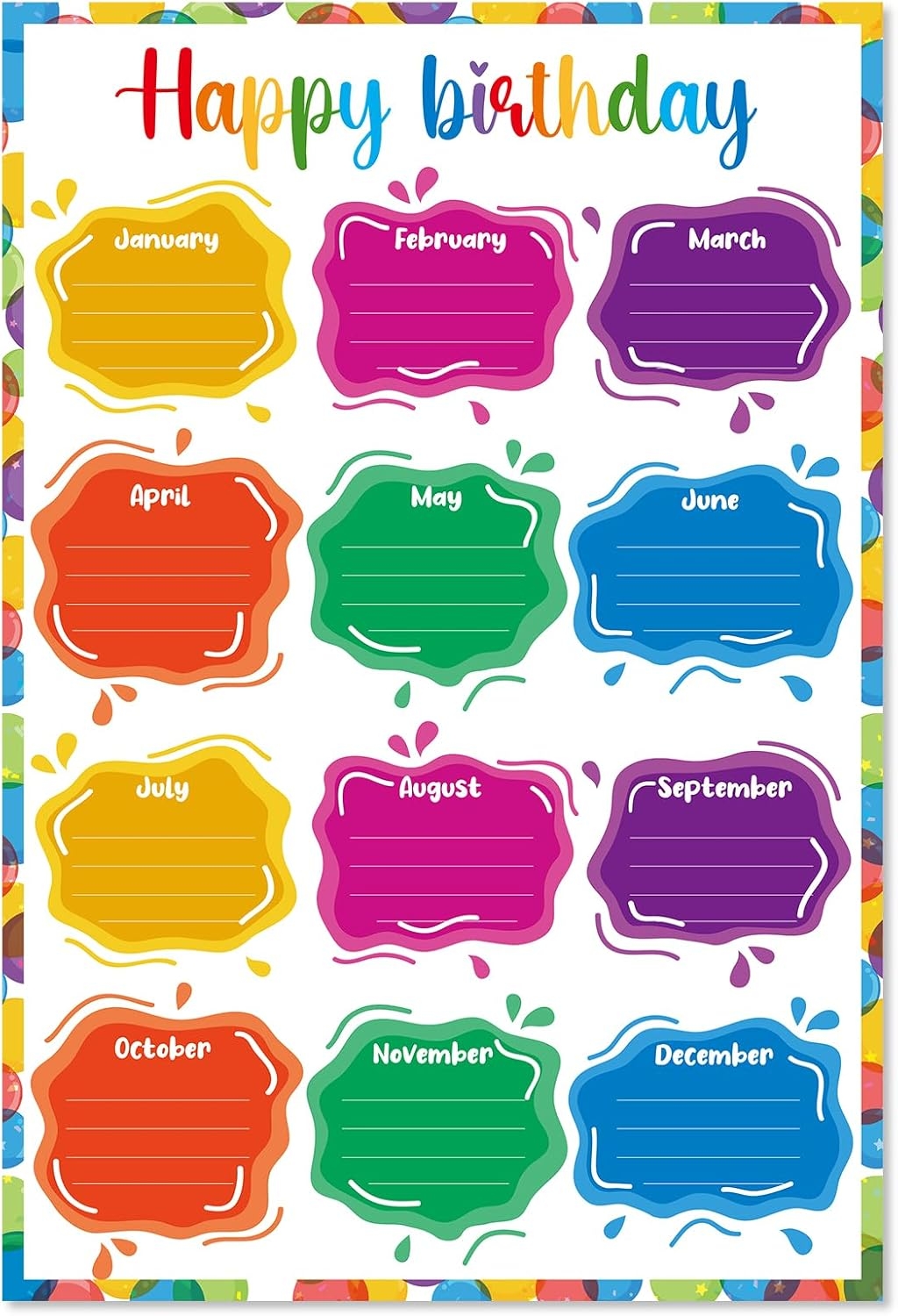 D4DREAM Happy Birthday Chart Poster Confetti Martinique Ubuy
