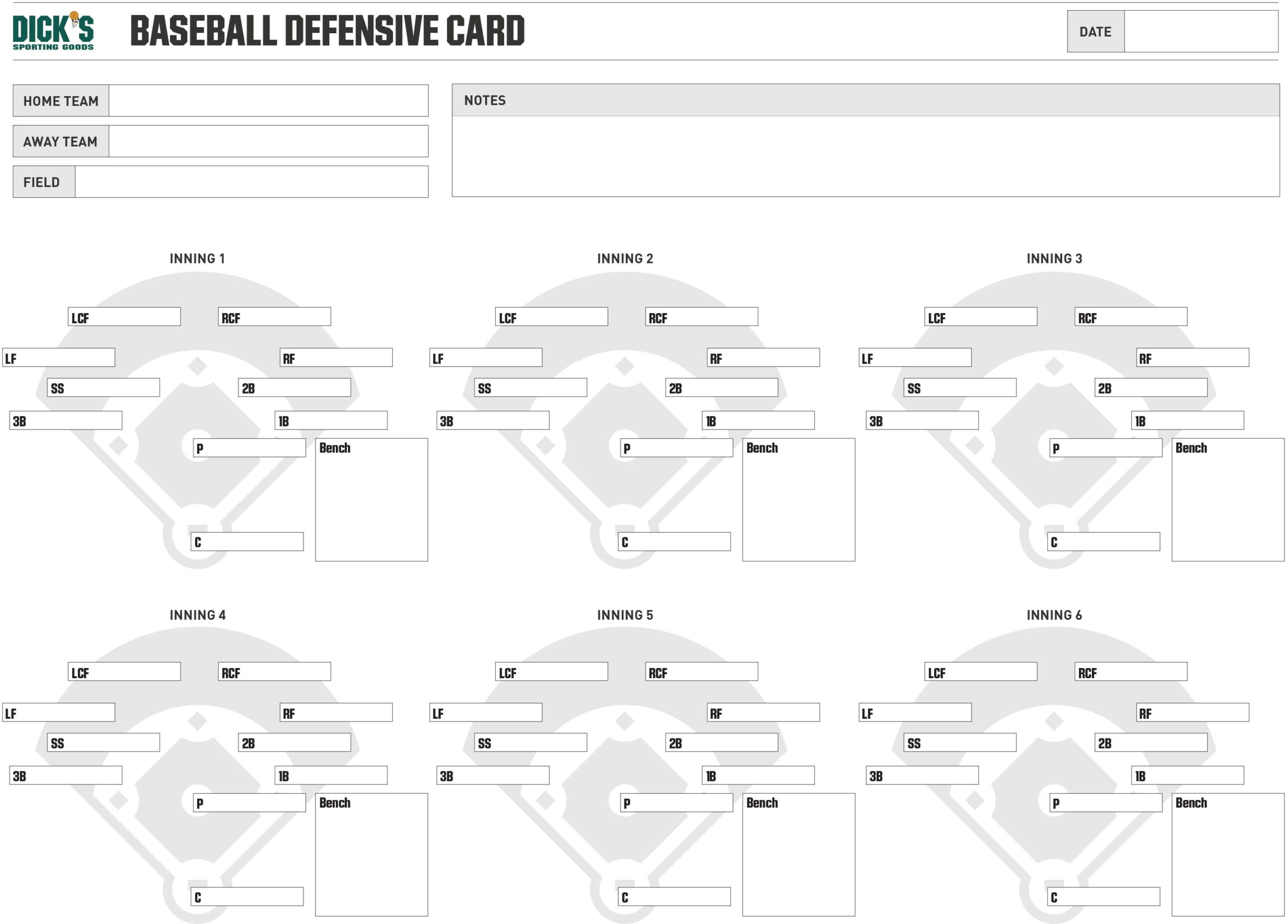 Baseball Position Chart Printable Baseball Position Chart Printable