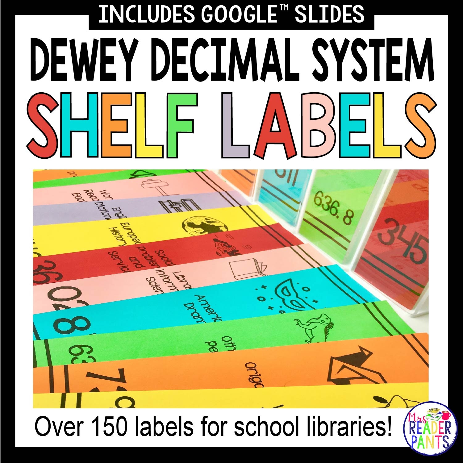 Dewey Decimal System Shelf Labels School Library Labels MrsReaderPants