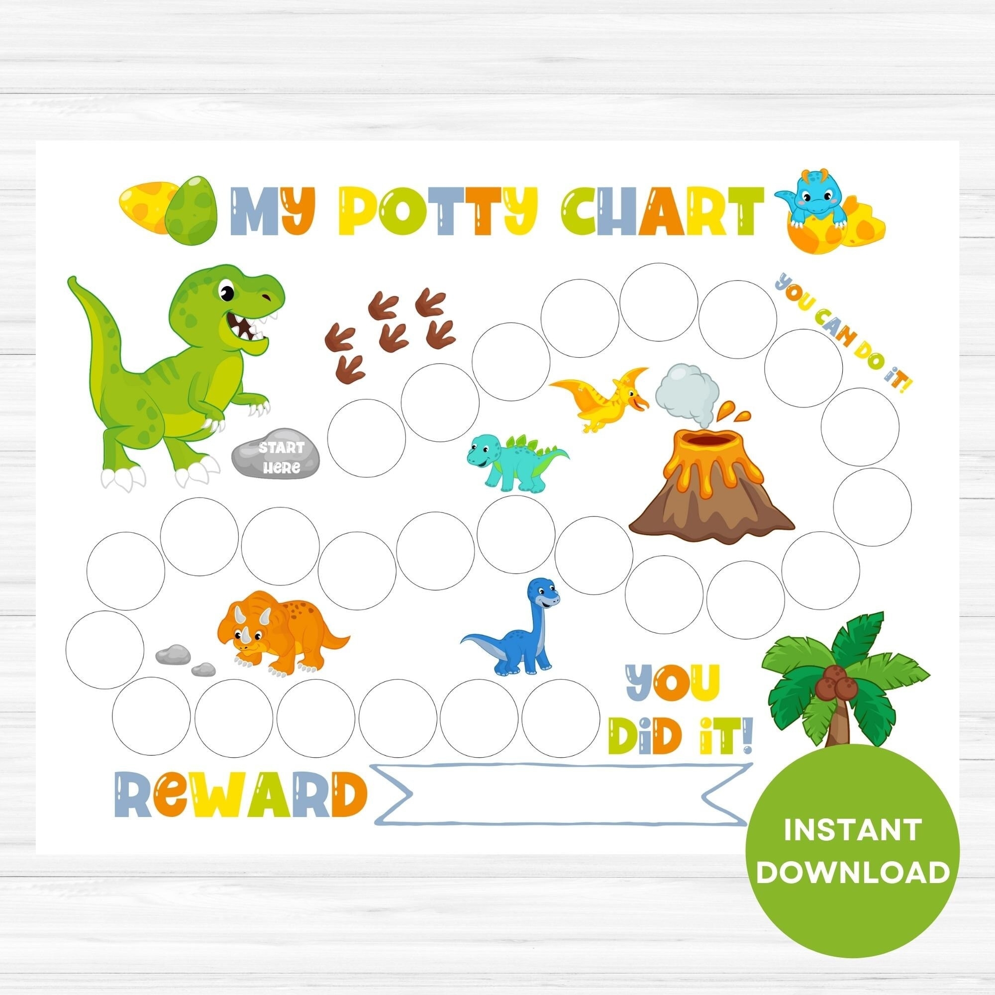 Dinosaur Potty Chart Printable Potty Training Chart Boy Sticker  Dinosaur Potty Chart Printable Potty Training Chart Boy Sticker