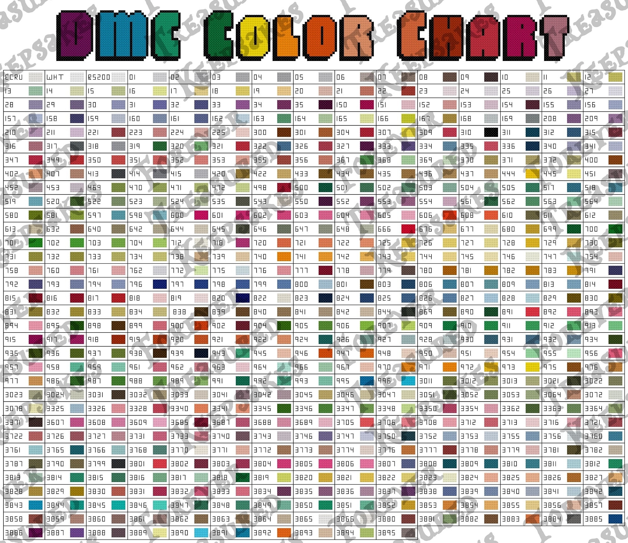 Dmc Color Chart Printable