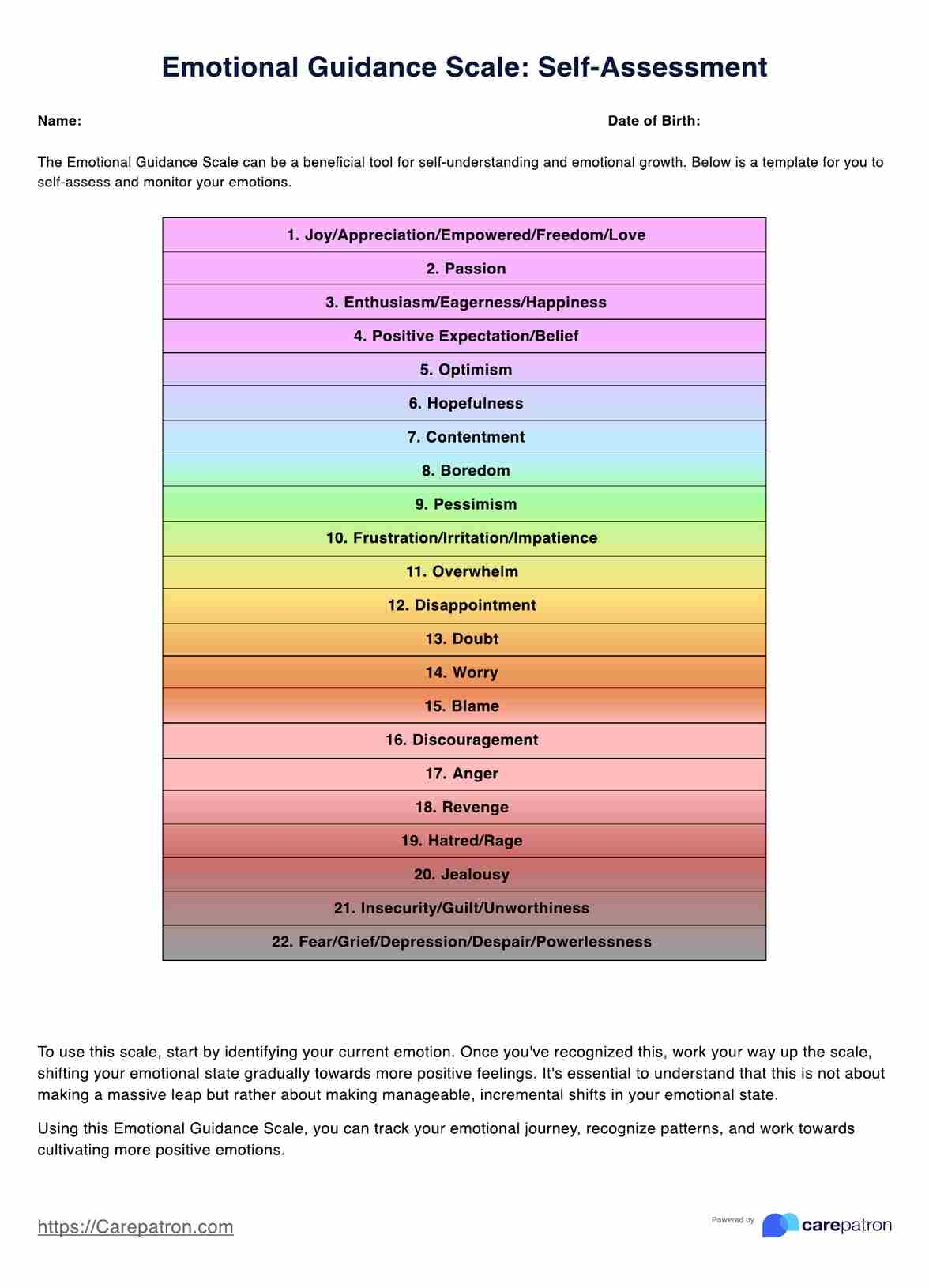 Emotional Guidance Scale U0026 Example Free PDF Download