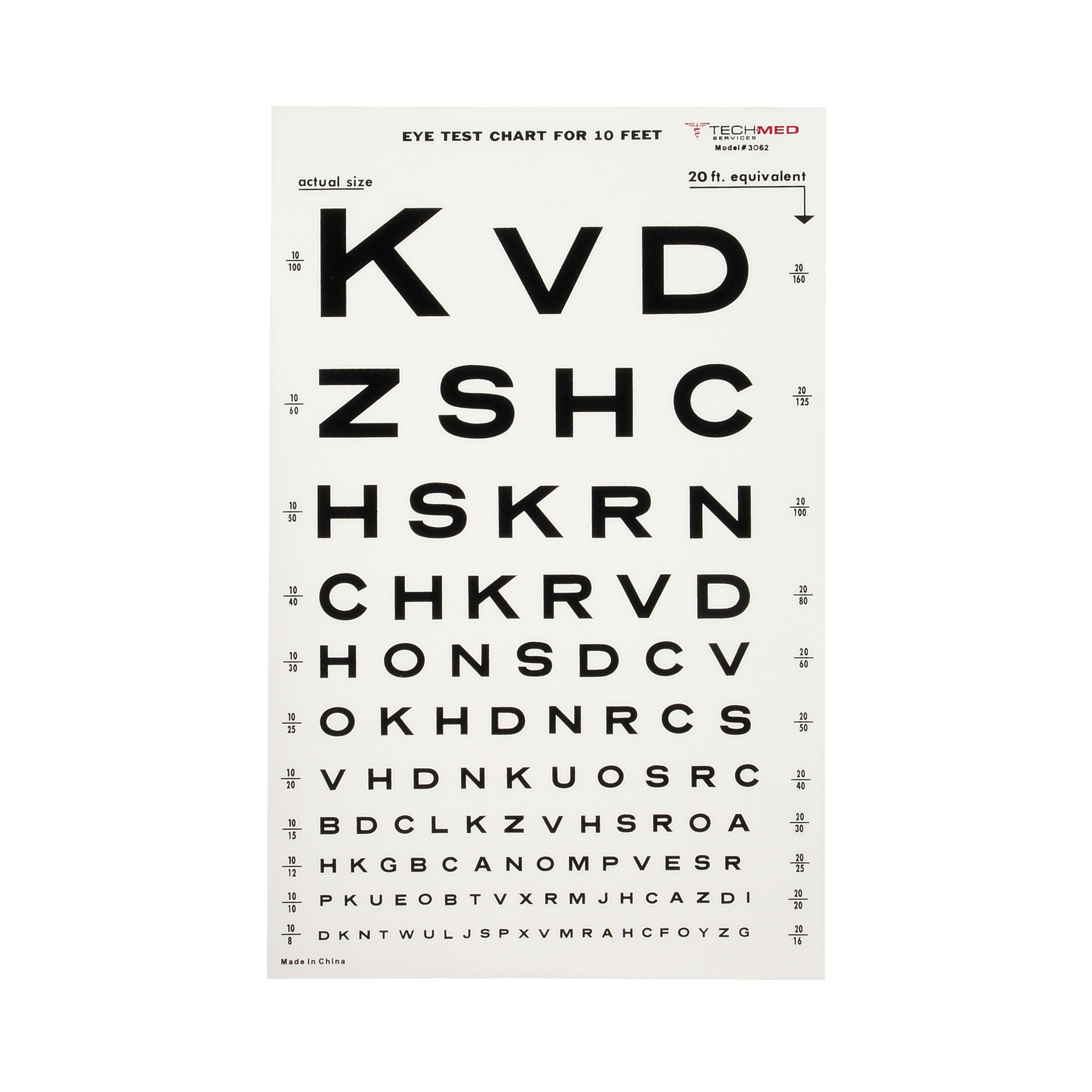 Eye Chart McKesson 10 Foot Distance Acuity Test McKesson