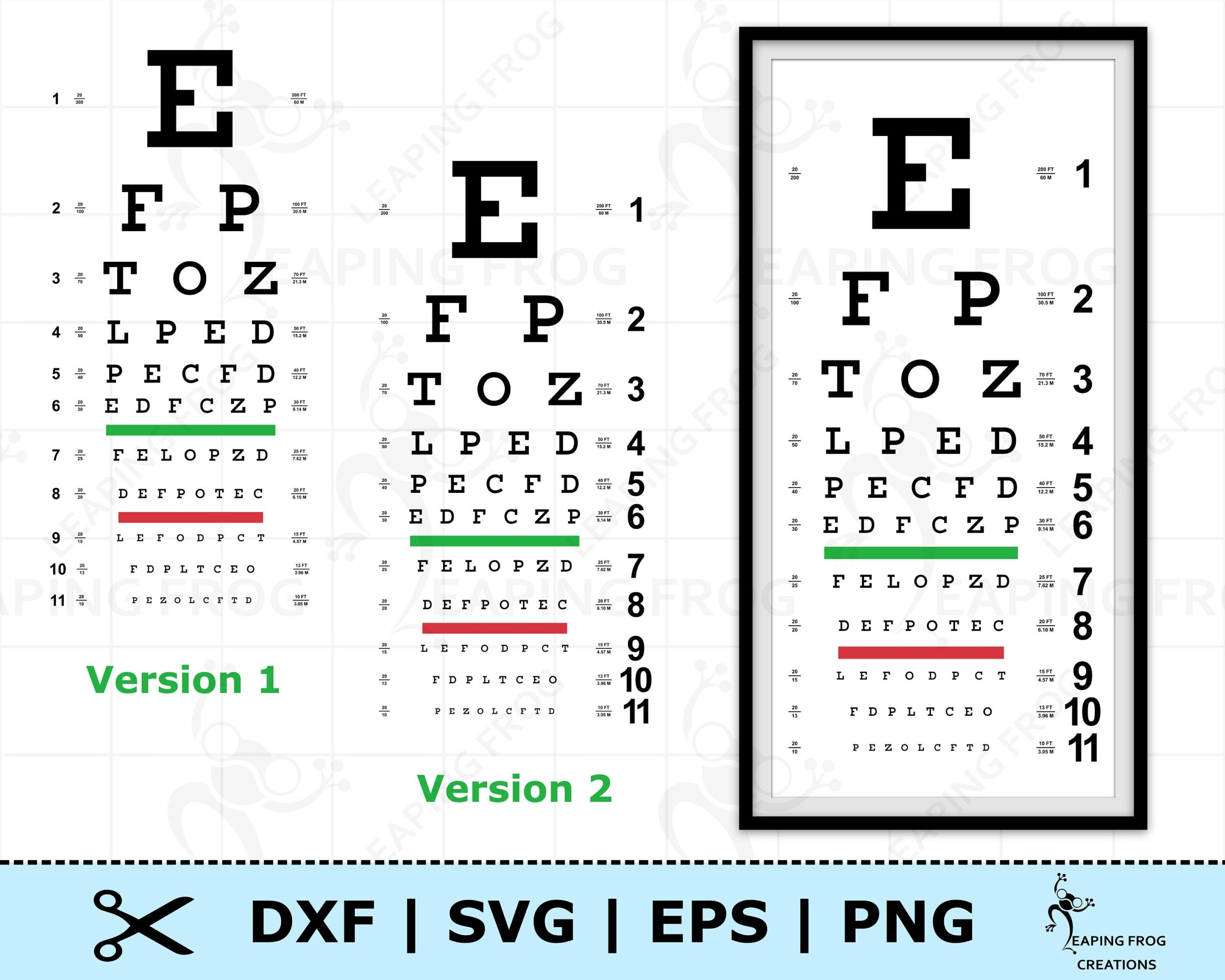 Eye Chart To Print PNG DXF SVG Eps Cricut Cut Files Silhouette Files Included Digital Instant Download Eye Test Chart For Office Etsy