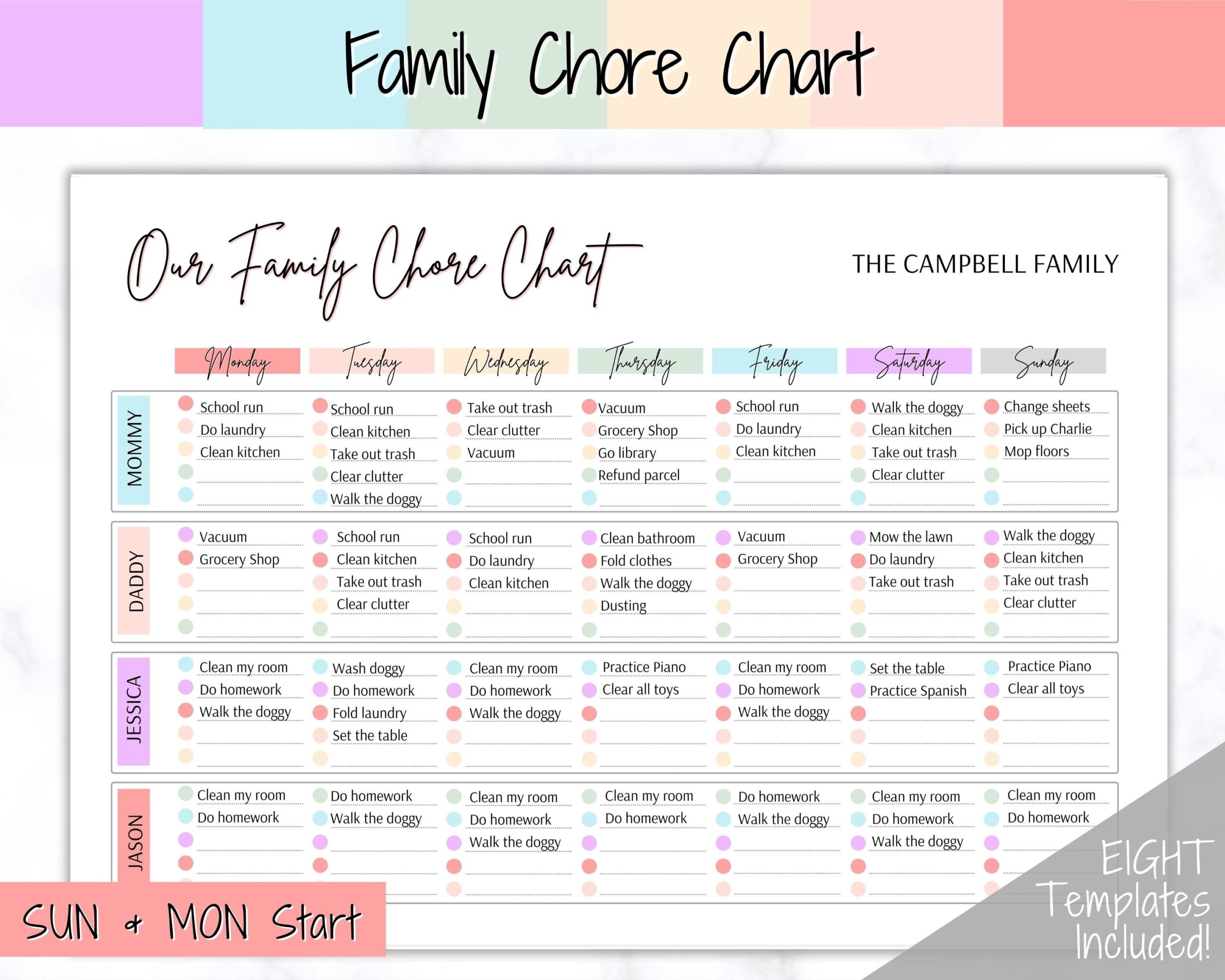 Printable Household Chore Chart