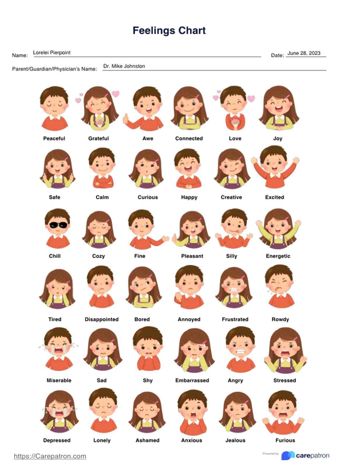 Emotions Chart Printable