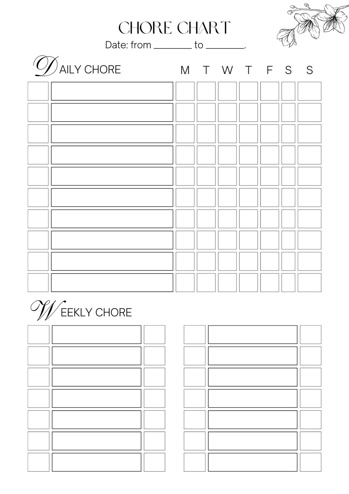 Free And Customizable Chore Templates