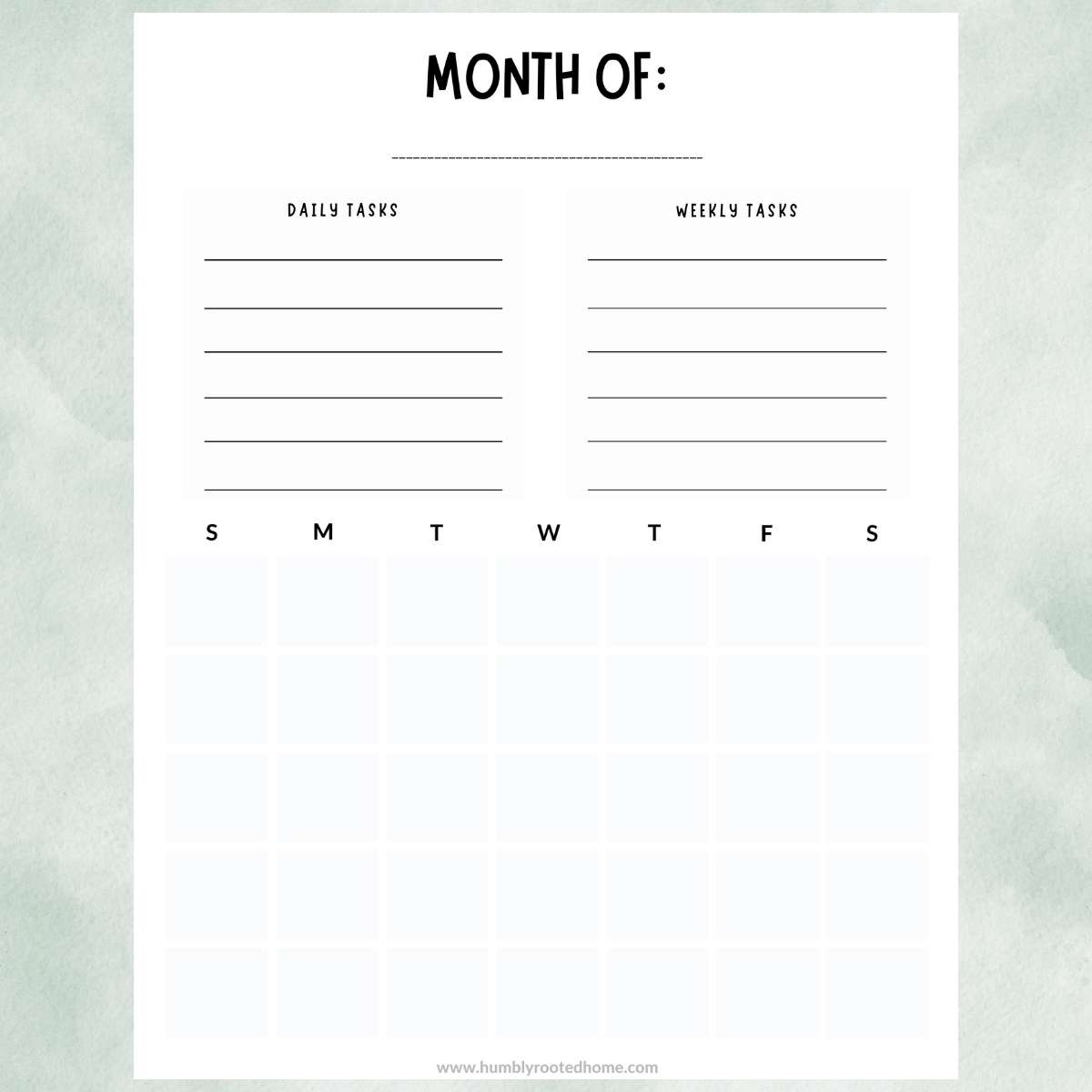 Weekly Chore Chart Free Printable