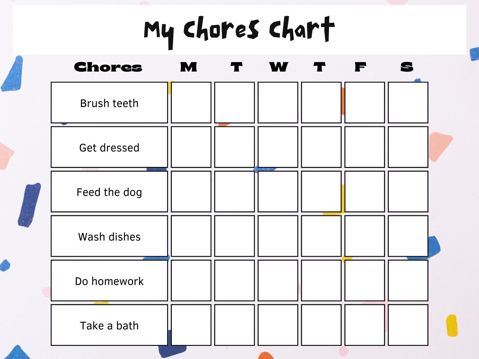 Children's Chore Chart Printable
