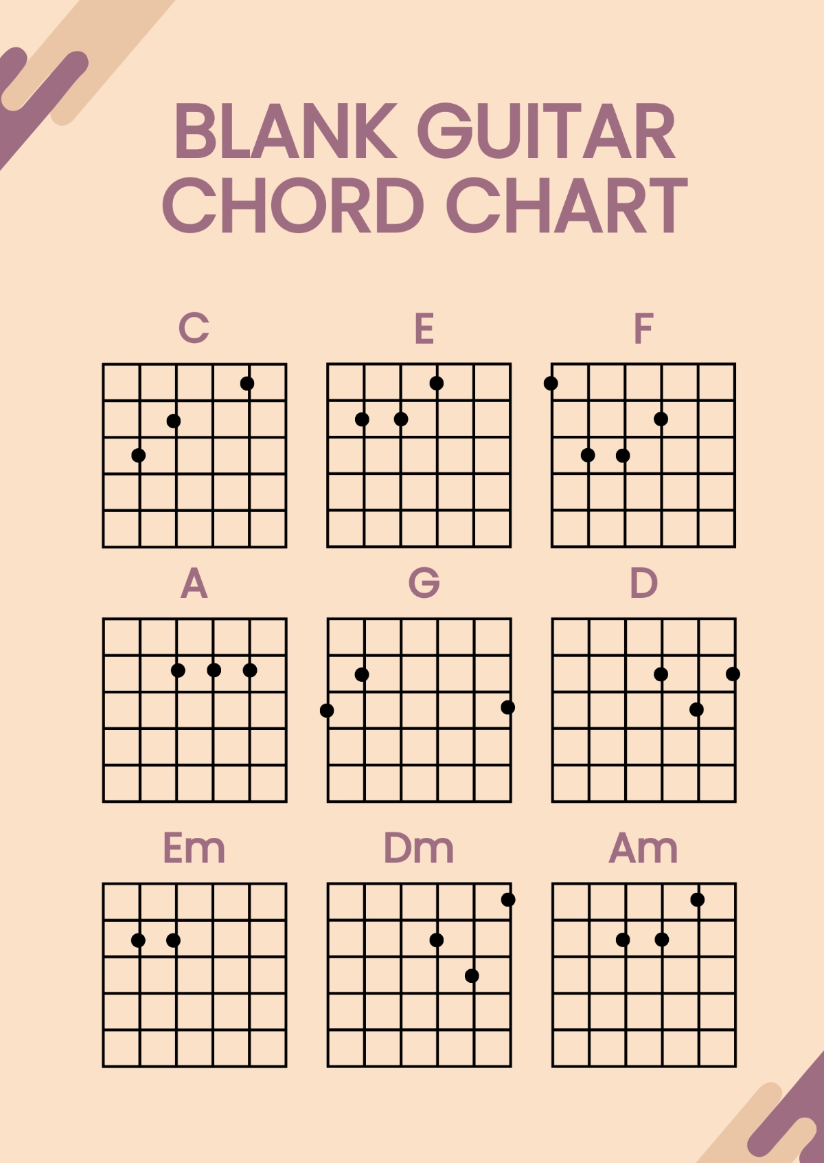 Free Guitar Chord Chart Templates Editable And Printable
