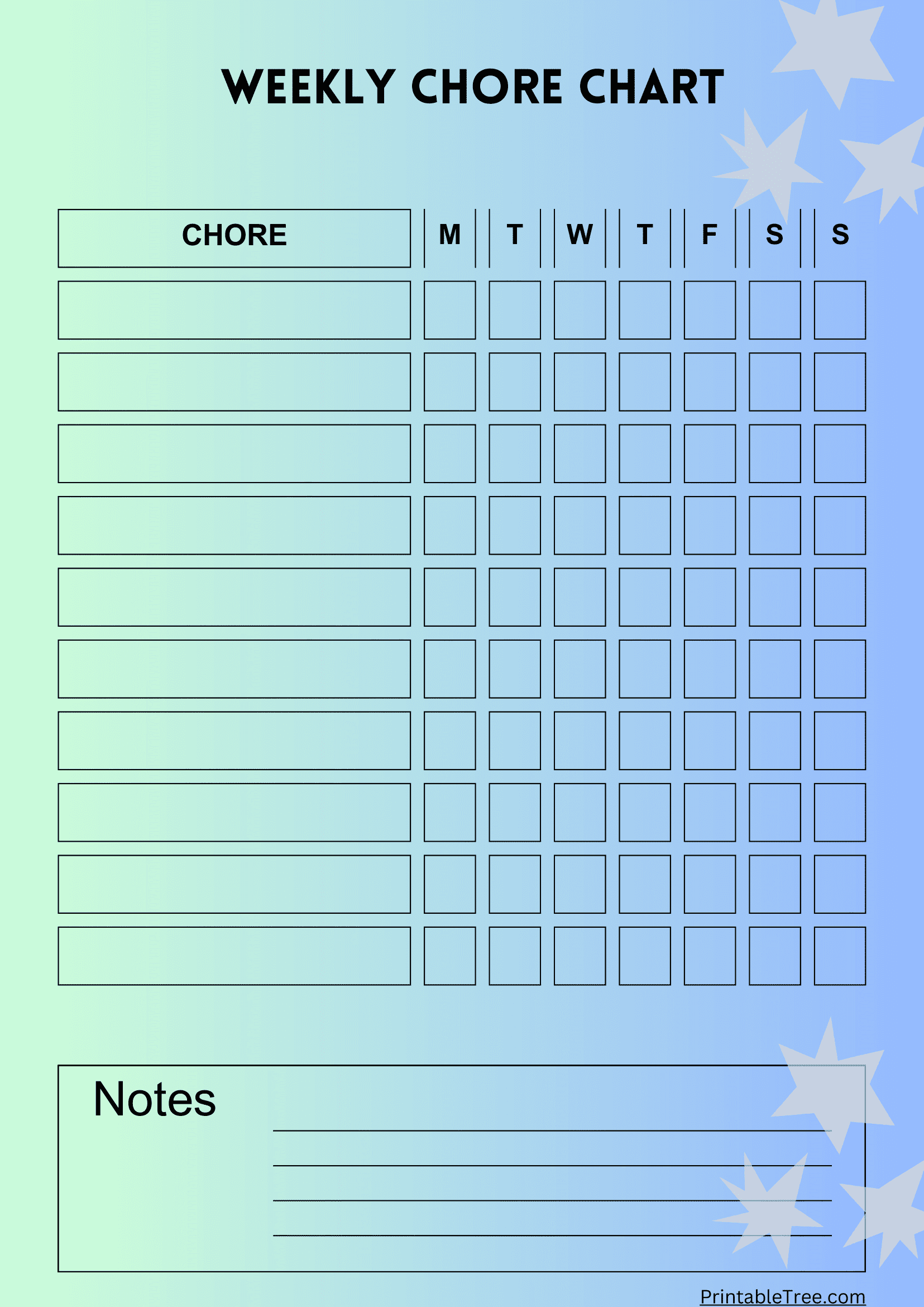 Printable Daily Chore Chart