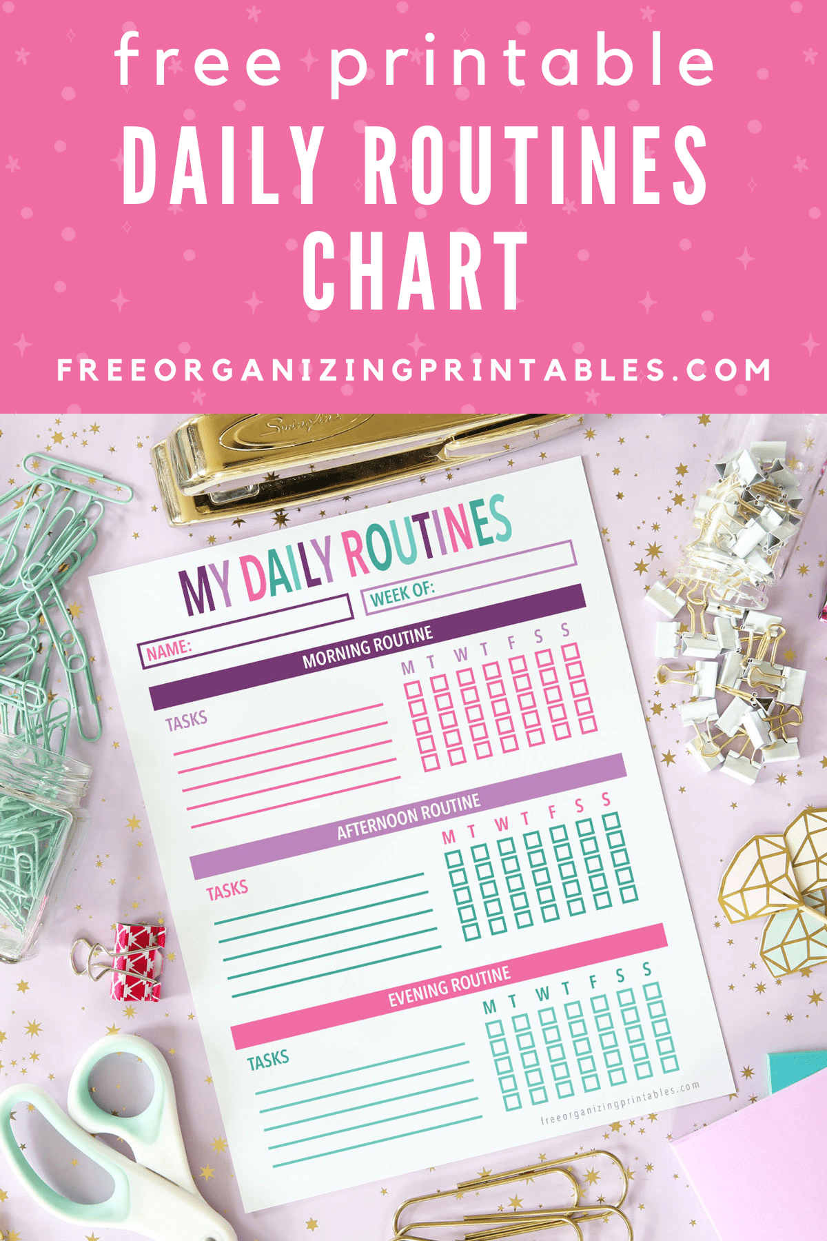 Free Printable Daily Routine Chart Free Organizing Printables