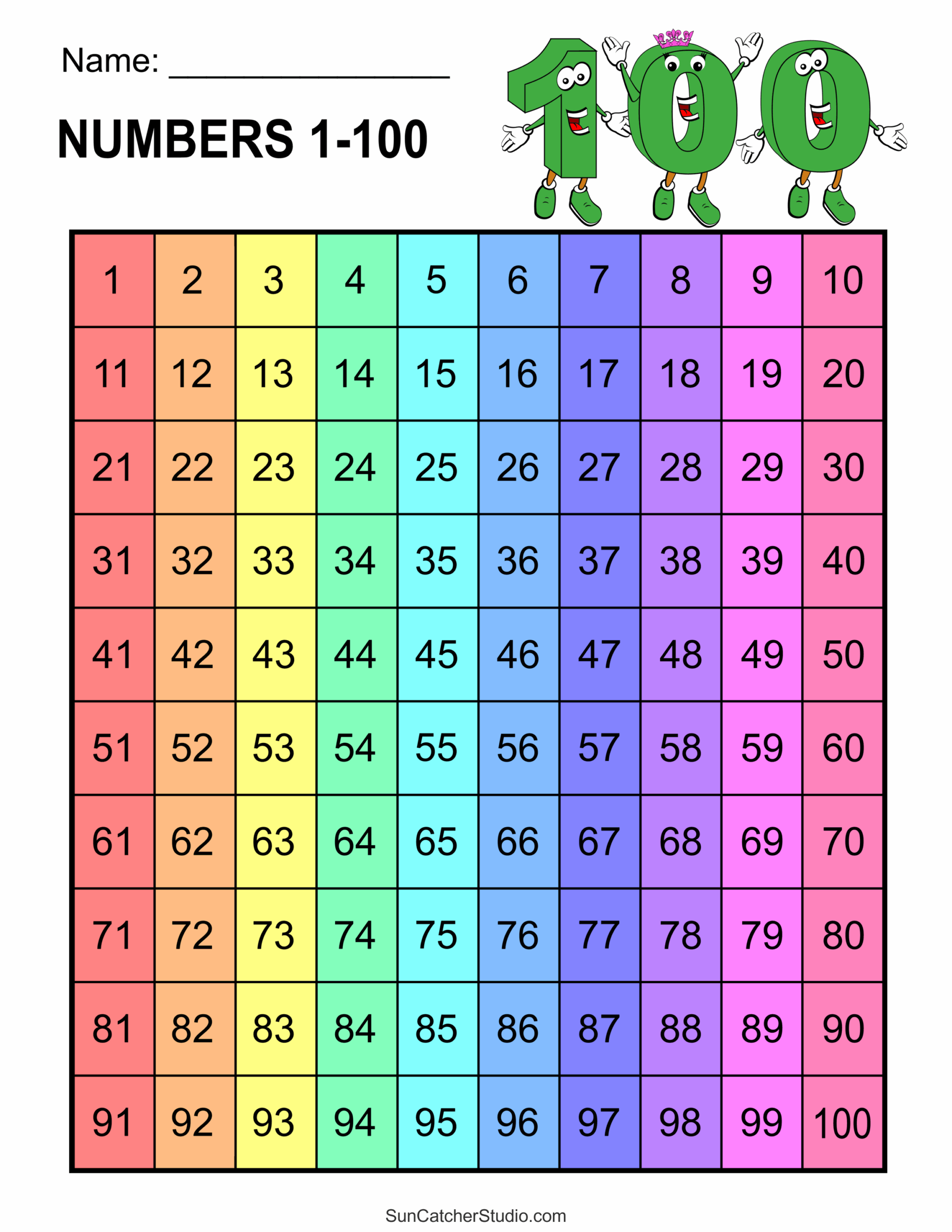 Free Printable Hundreds Charts Numbers 1 To 100 DIY Projects Worksheets Library