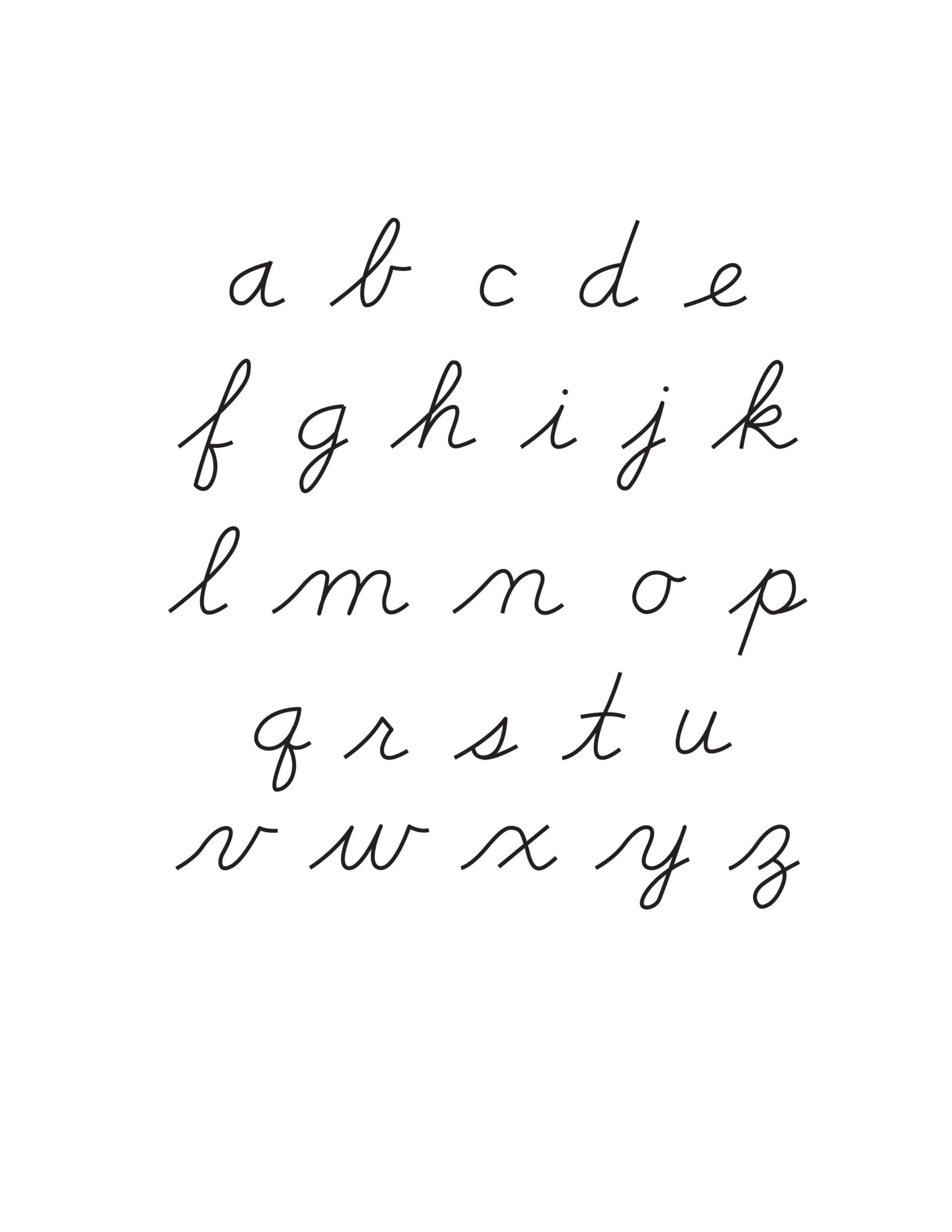 Printable Cursive Alphabet Chart Printable Cursive Alphabet Chart