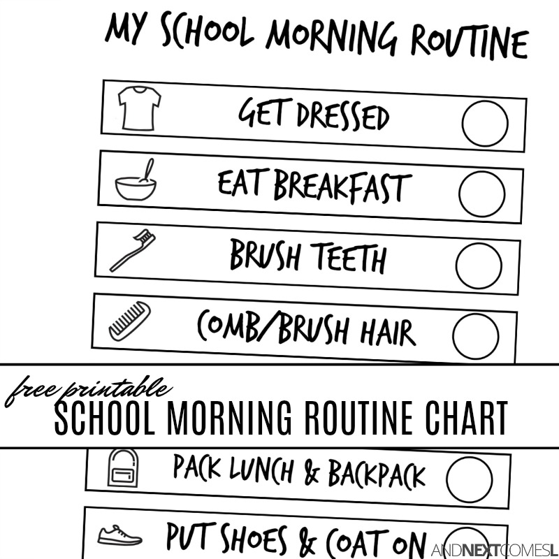 Free Printable School Morning Visual Routine Chart For Kids And 