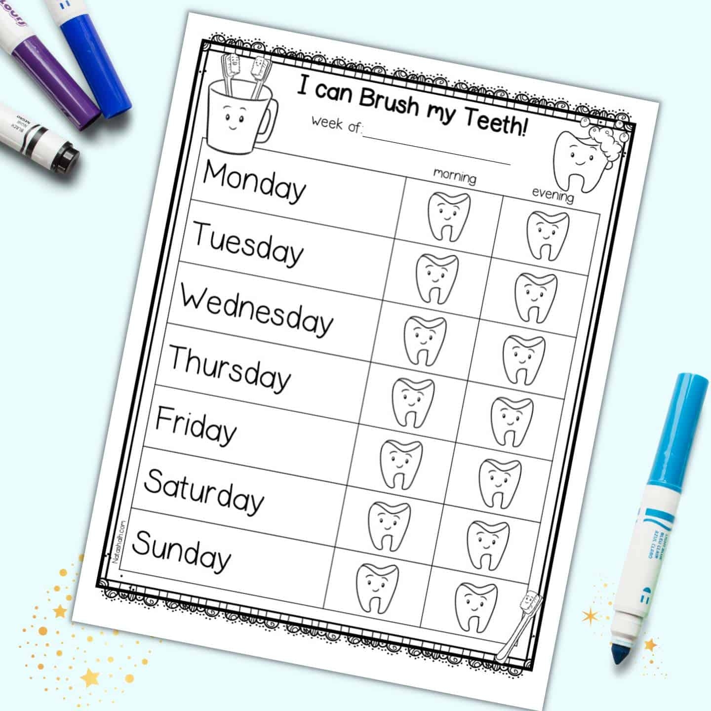 Free Printable Tooth Brushing Chart The Artisan Life Free Printable Tooth Brushing Chart The Artisan Life