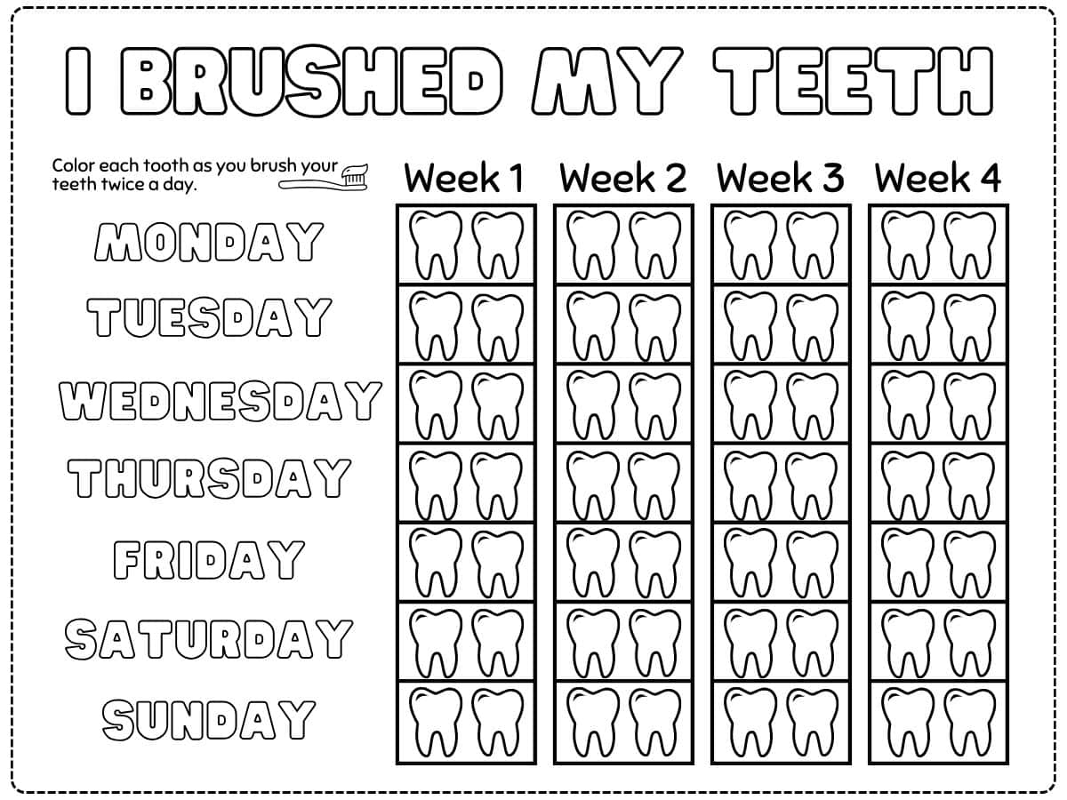 Printable Brush Your Teeth Chart Printable Brush Your Teeth Chart