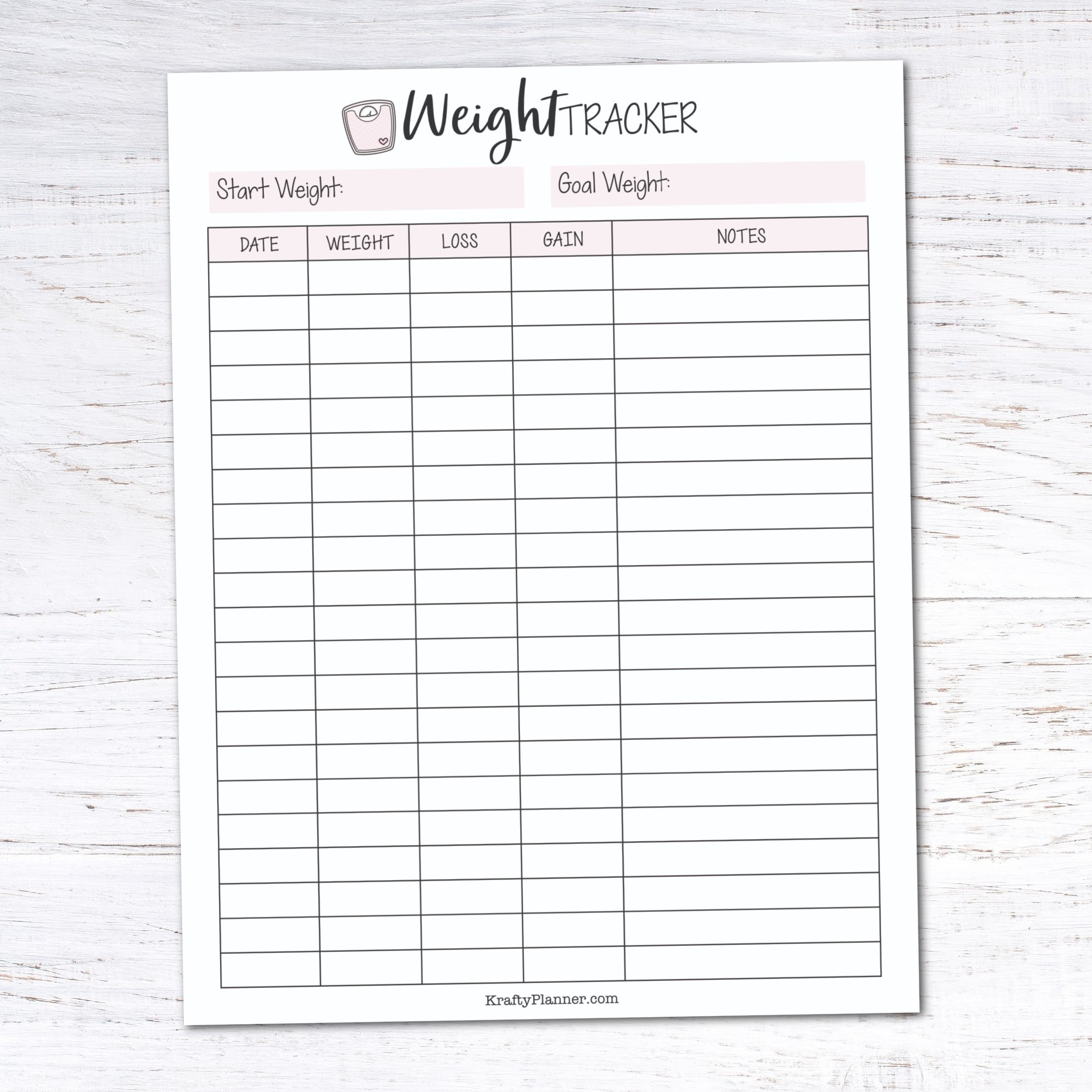Free Printable Weight Loss Tracker Krafty Planner Free Printable Weight Loss Tracker Krafty Planner