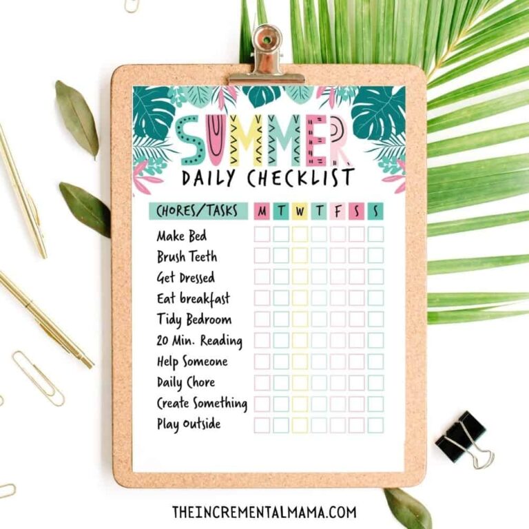 Free Summer Chore Chart To Keep Kids Busy U0026 Mom Happy